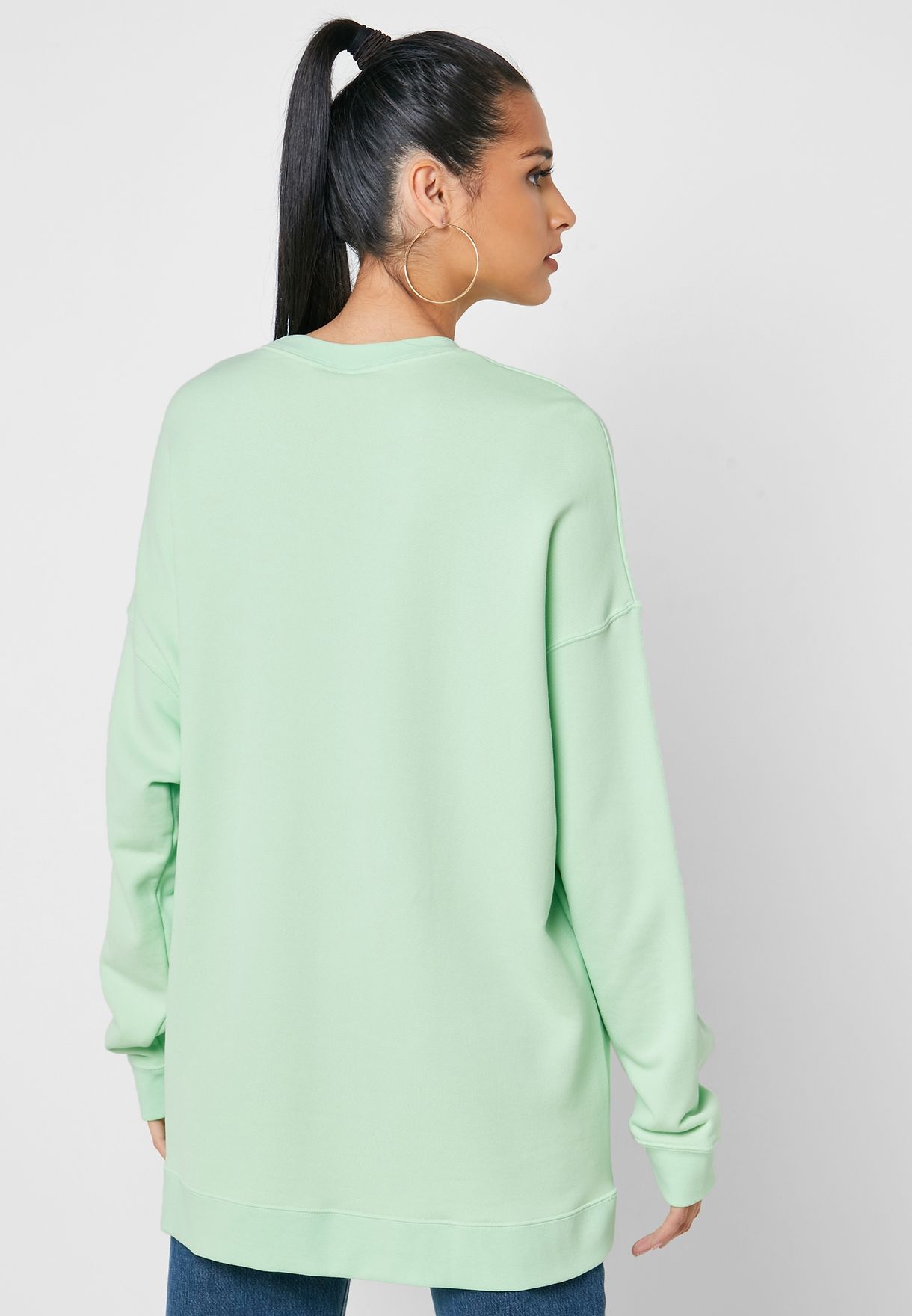 green fleece sweatshirt