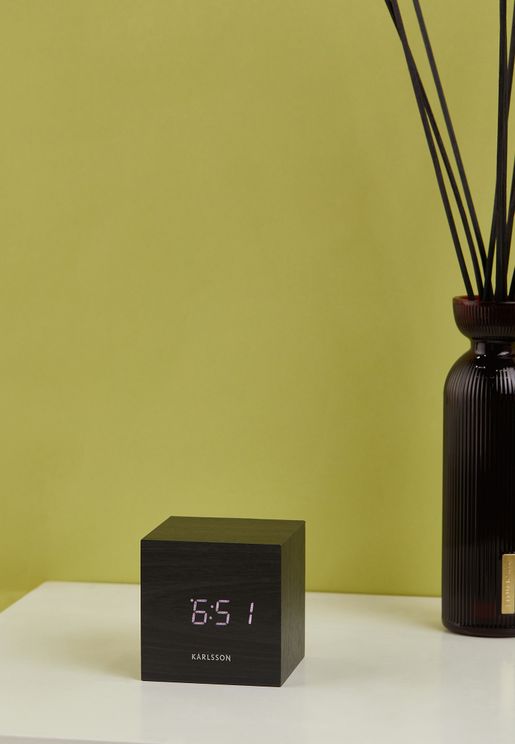 Led Mini Cube Veneer Alarm Clock