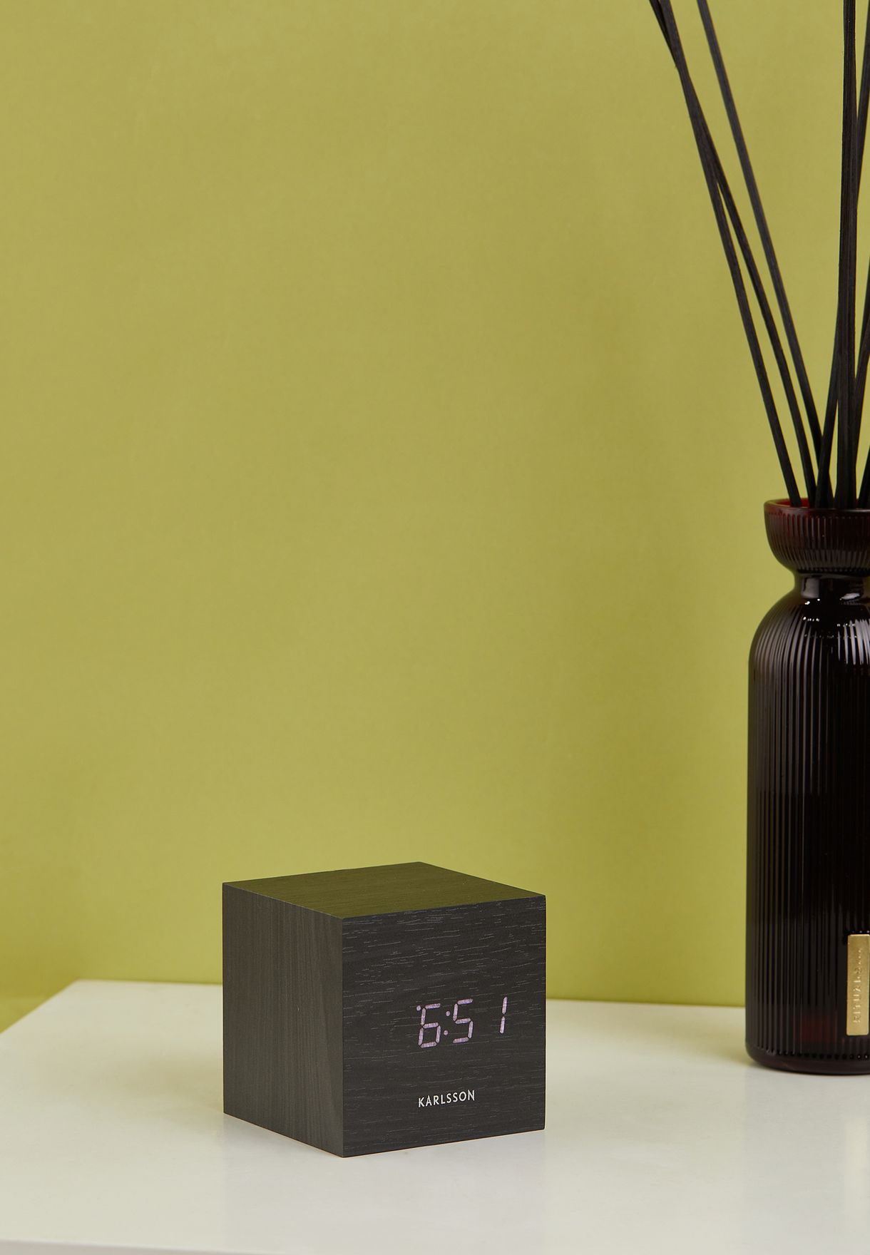 Led Mini Cube Veneer Alarm Clock