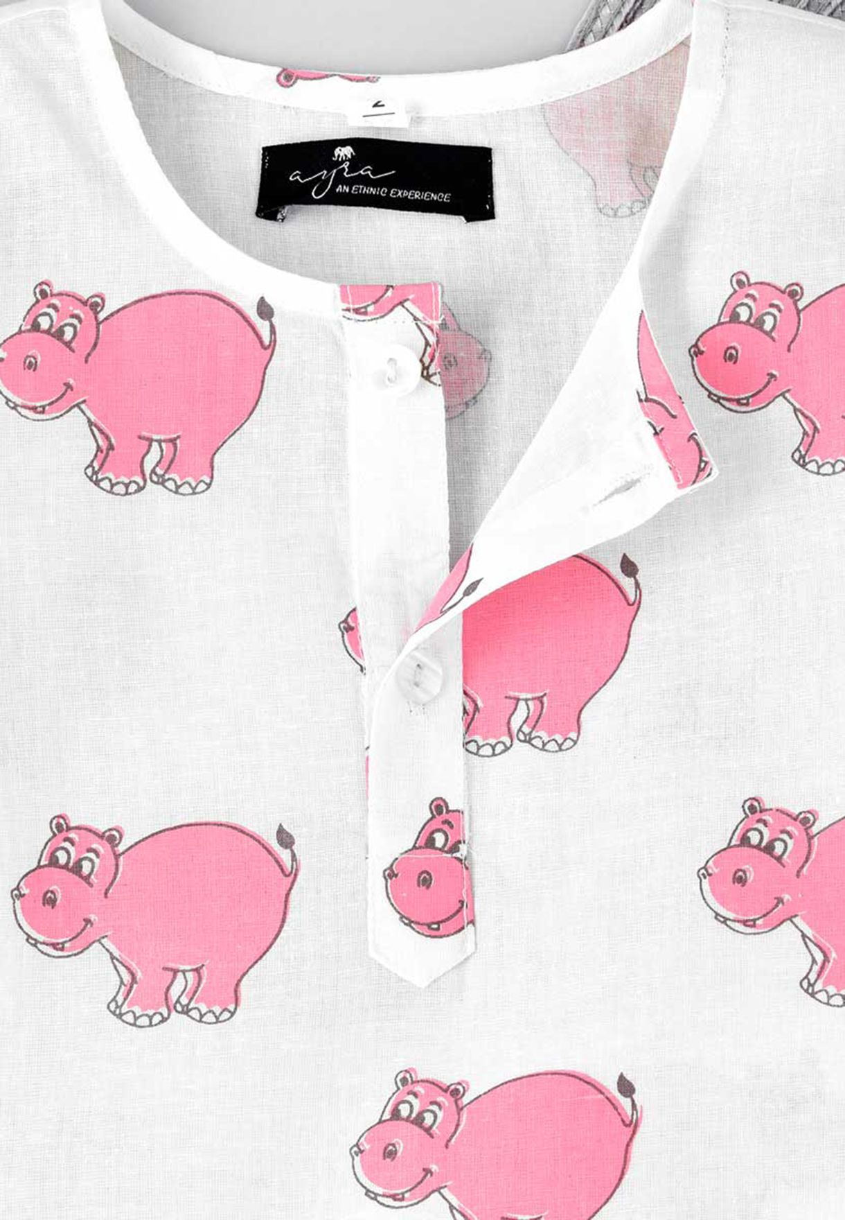 Kids Hippo Print Pyjama Set