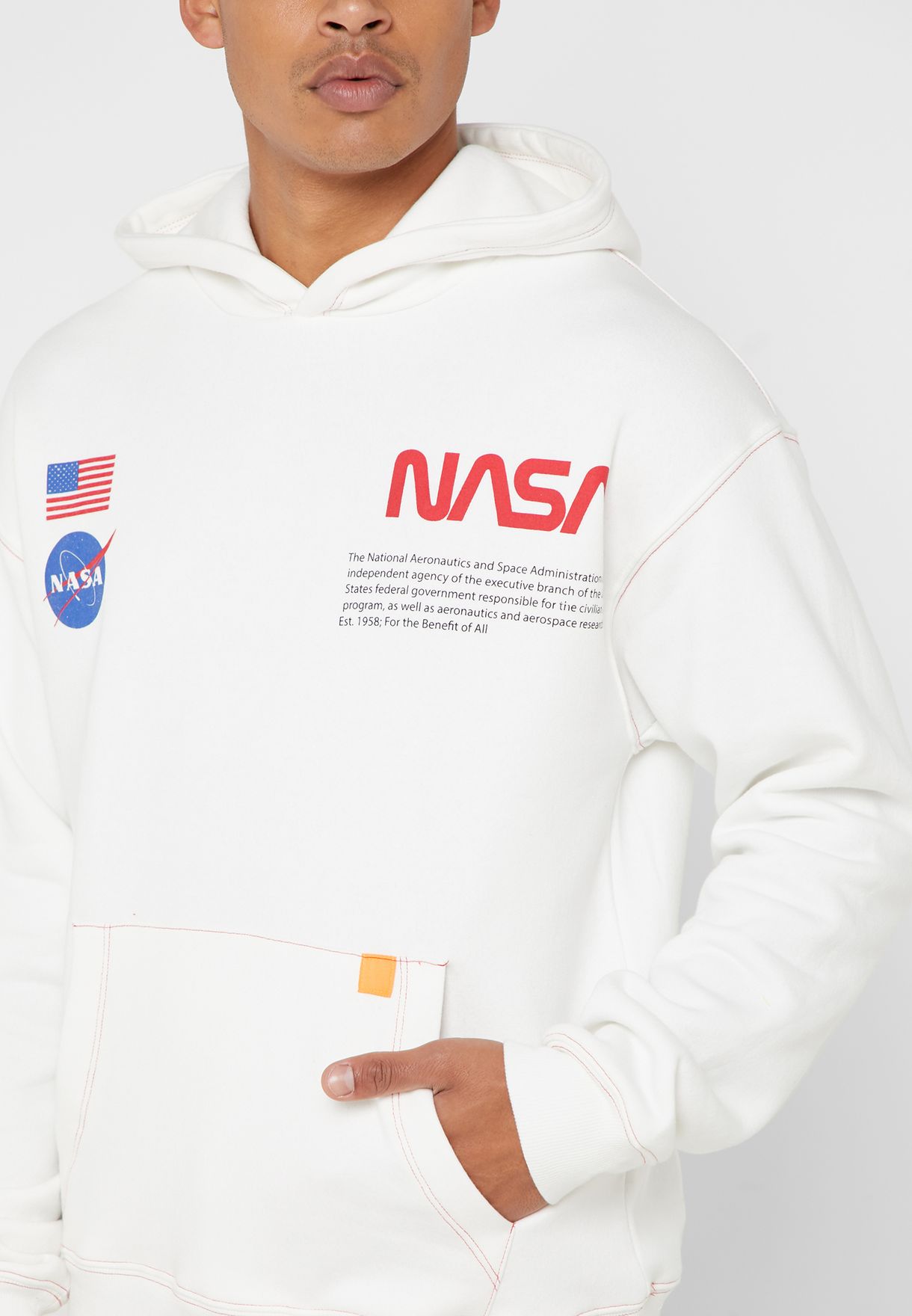 Buy Forever 21 white NASA Graphic Hoodie for Men in MENA, Worldwide