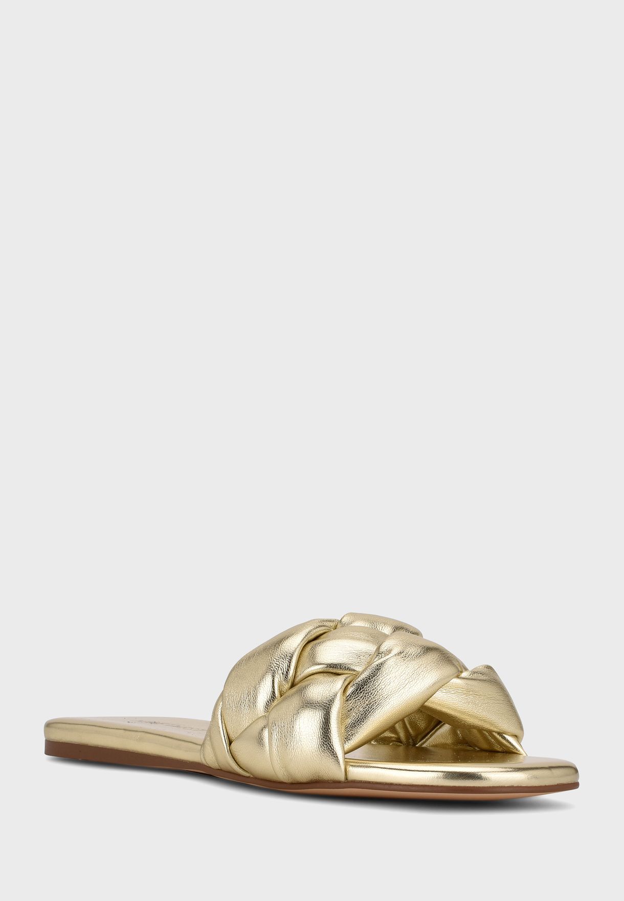 nine west gold flat sandals