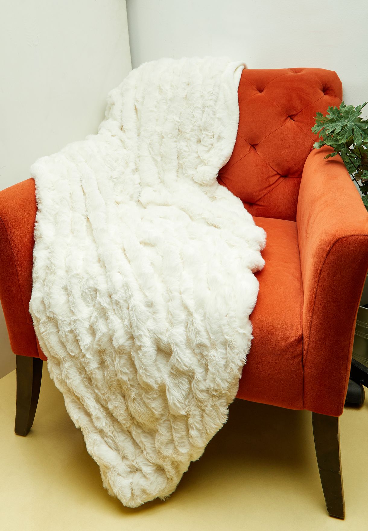 Cream Faux Fur Blanket 150X100Cm
