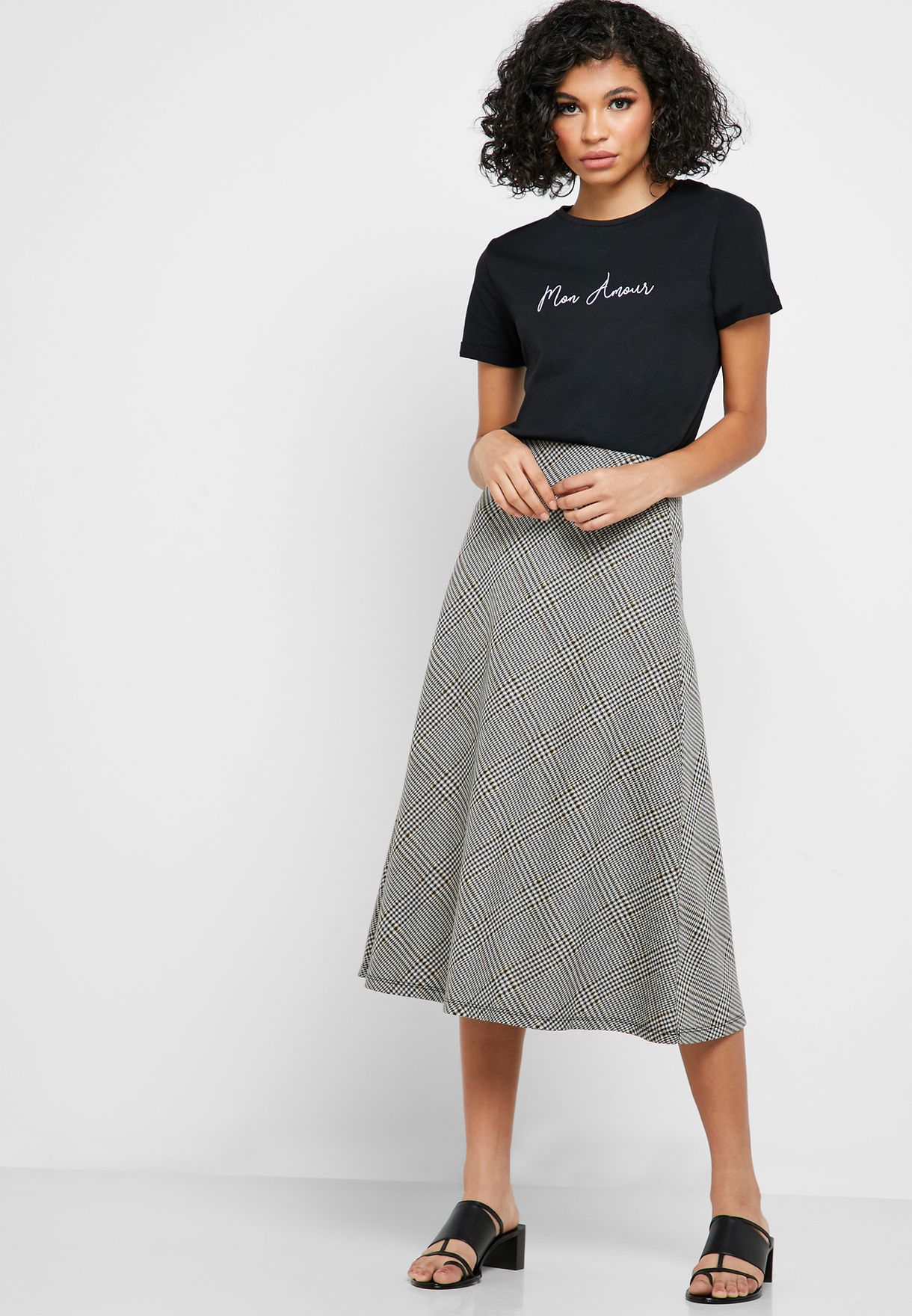 mango gingham skirt