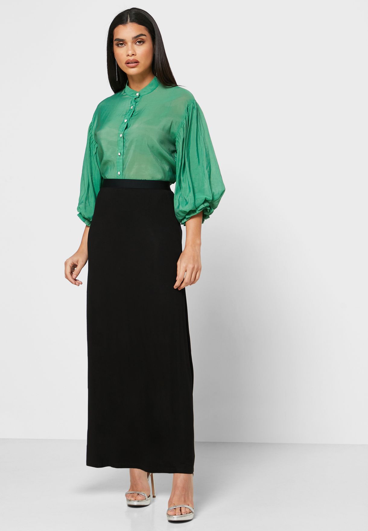 Buy Rina black Pleated Maxi Skirt for Women in MENA, Worldwide