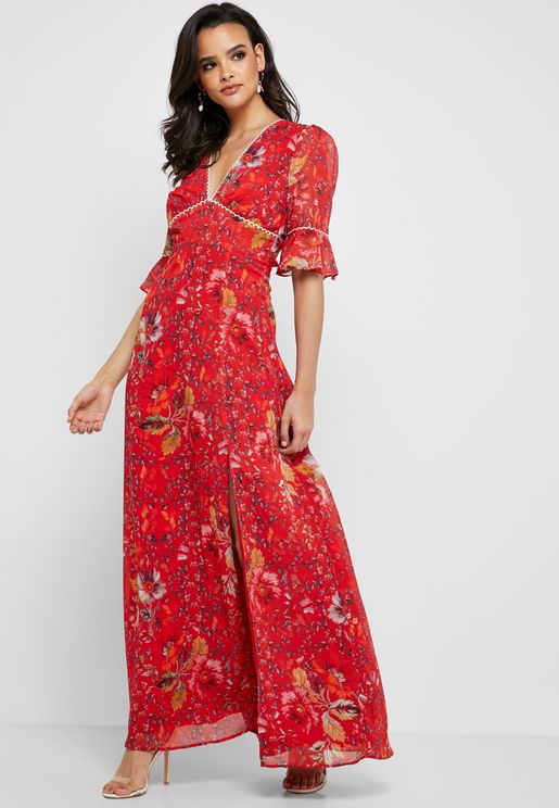 hope and ivy red floral dress