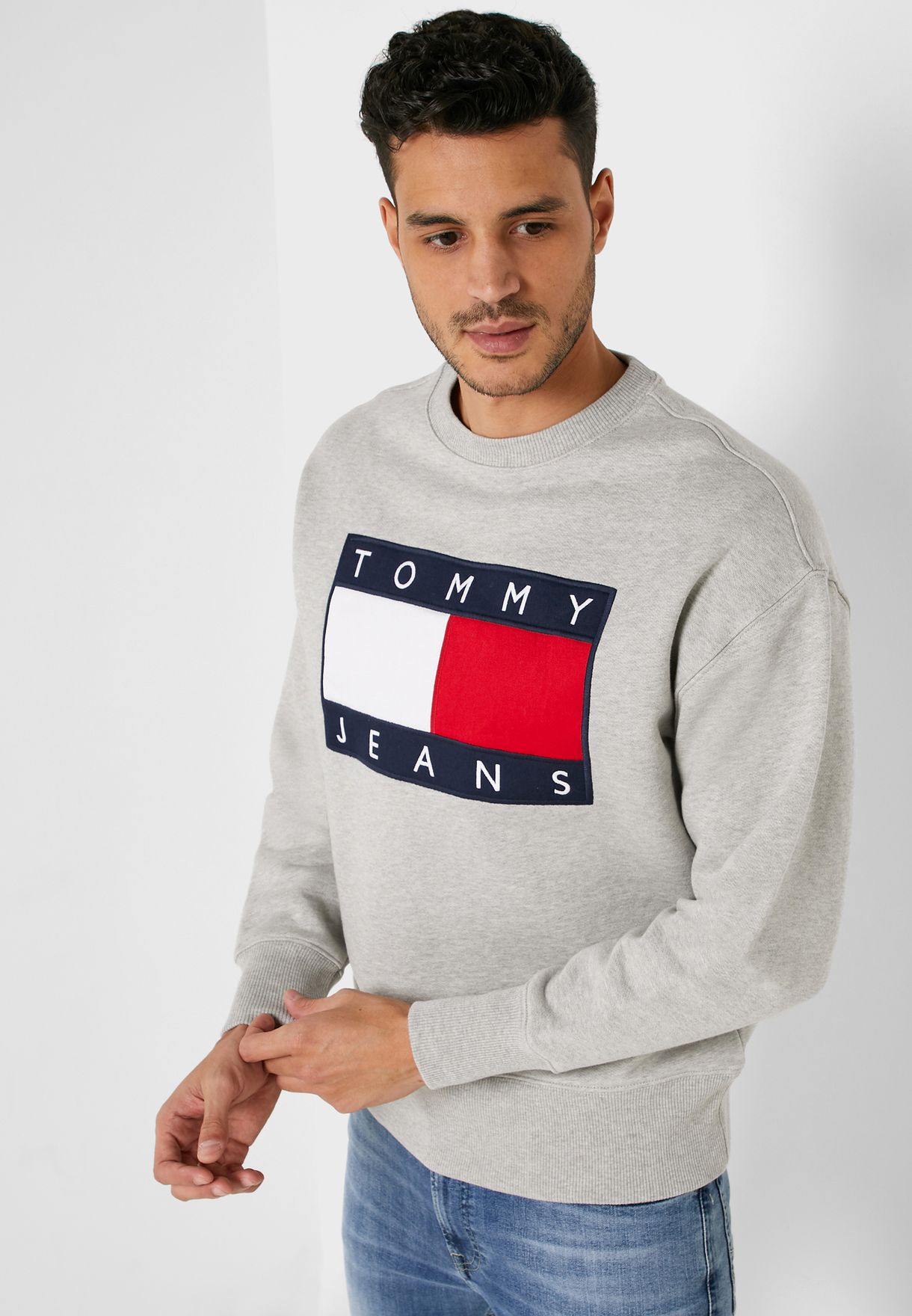 Tommy Jeans grey Large Flag Sweatshirt 