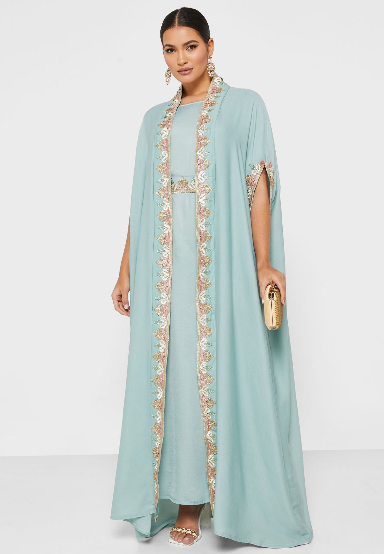 Embellished Moroccan Cape sleeve Dress