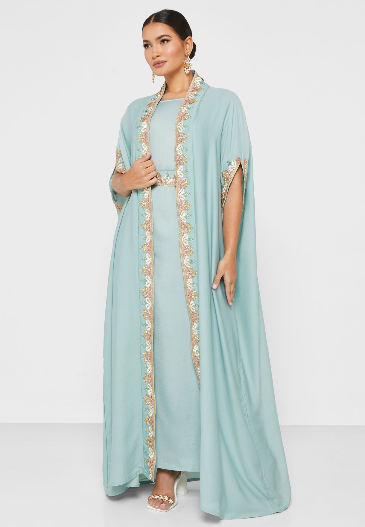 Embellished Moroccan Cape sleeve Dress
