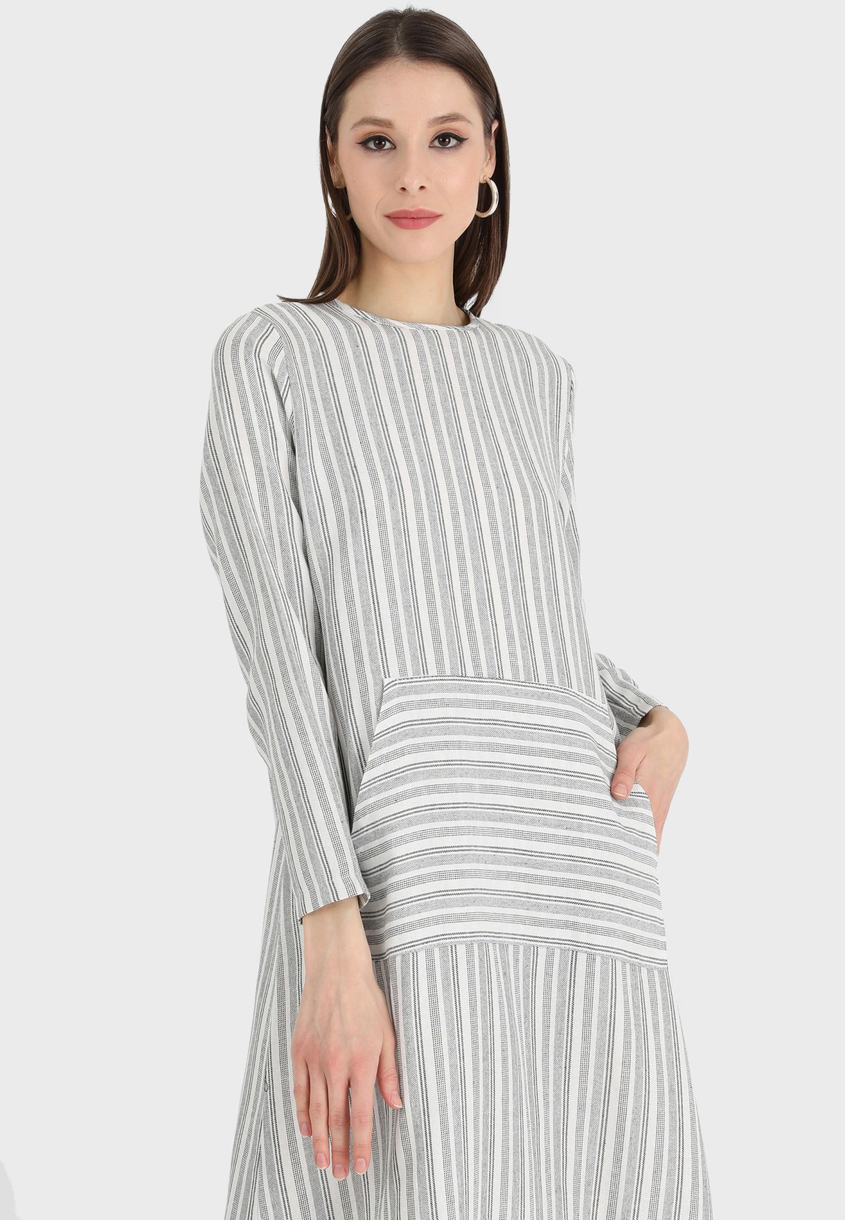 Striped Pocket Detail Dress