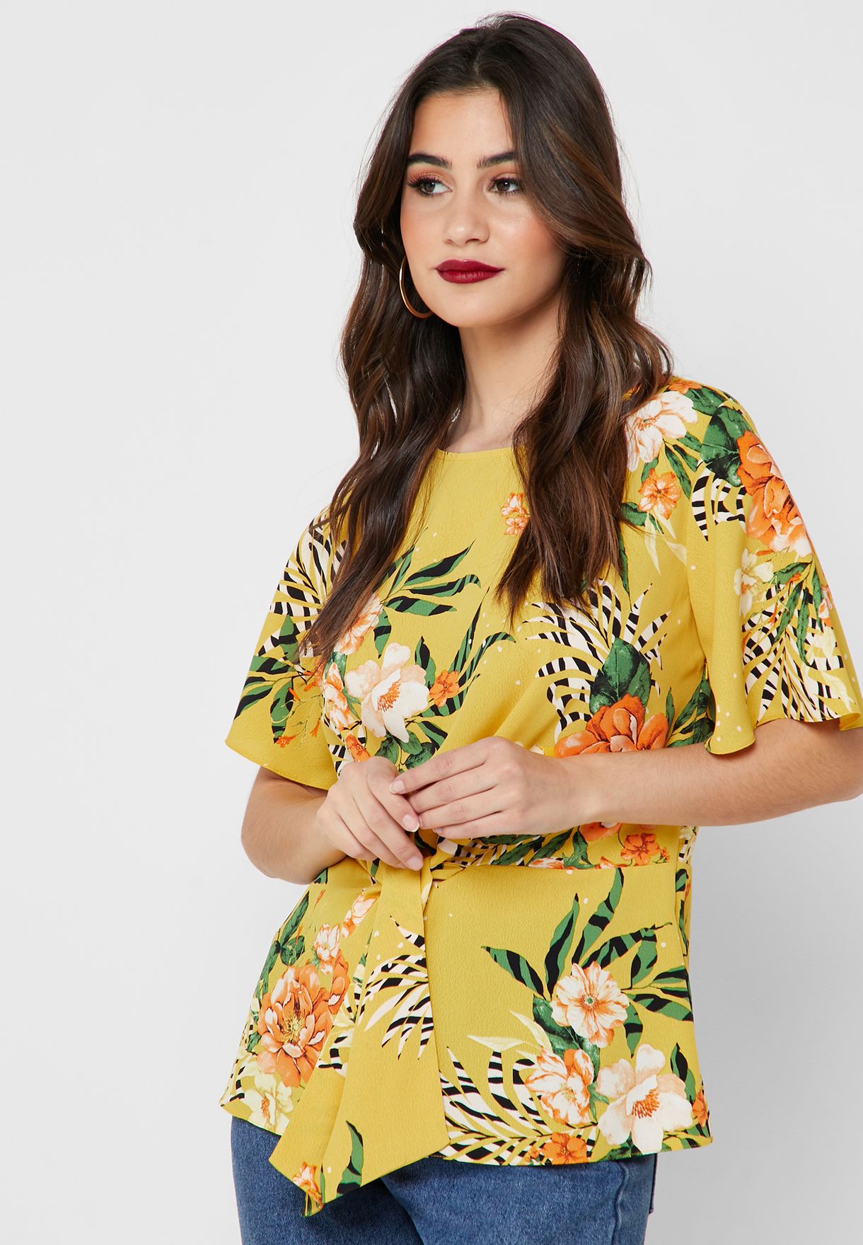 dorothy perkins yellow floral top