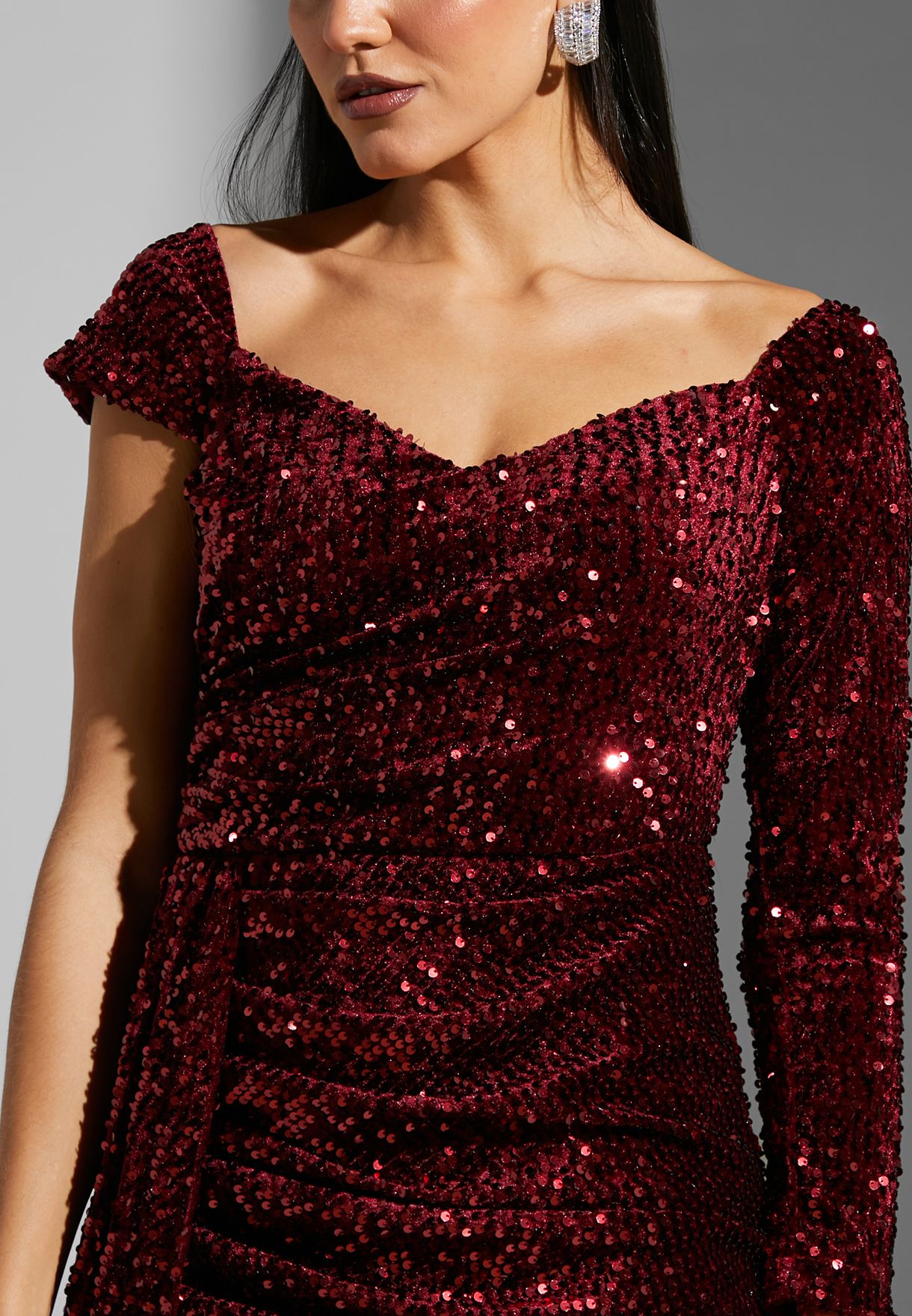 Sequined One Shoulder Dress