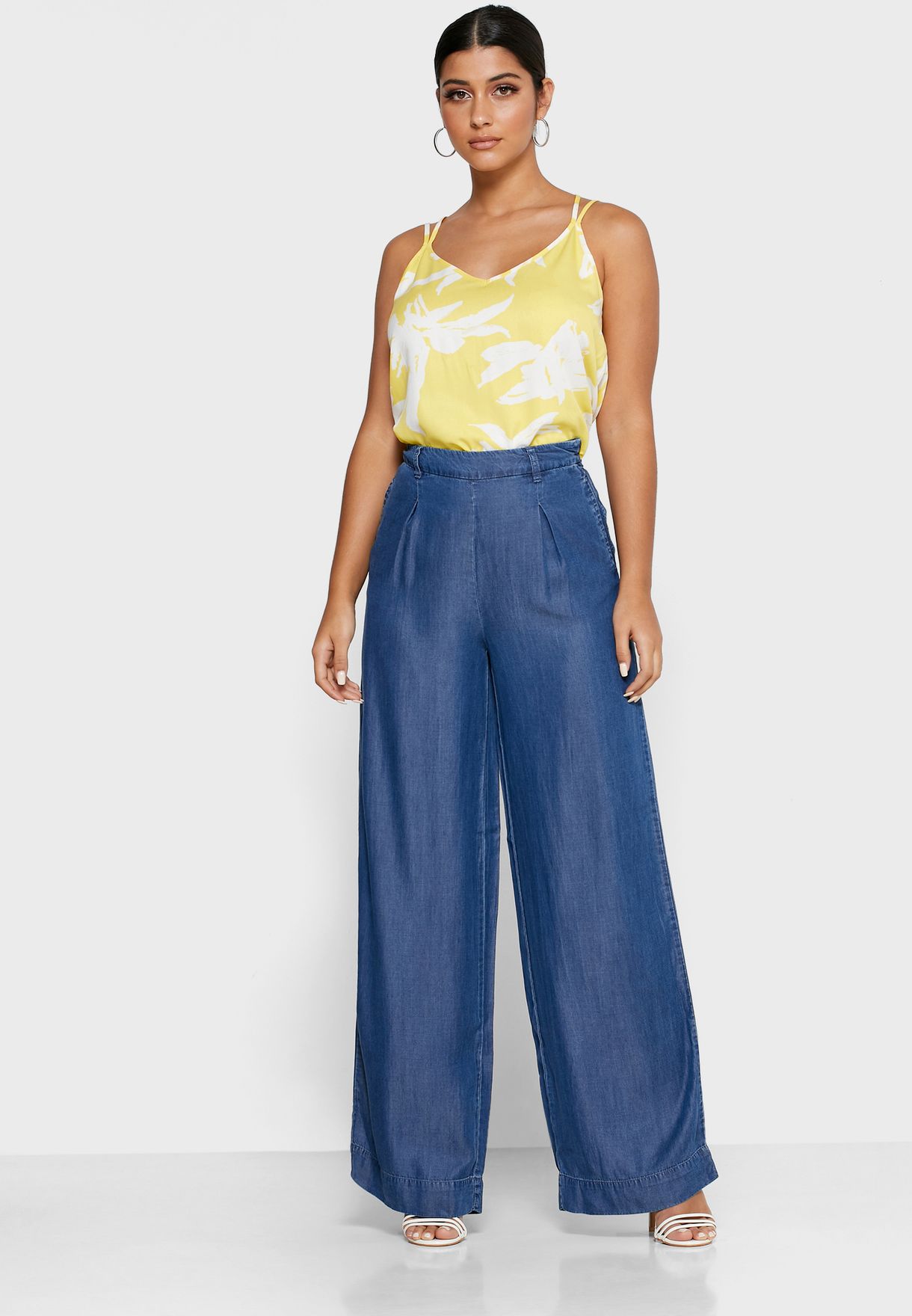 wide leg denim pants