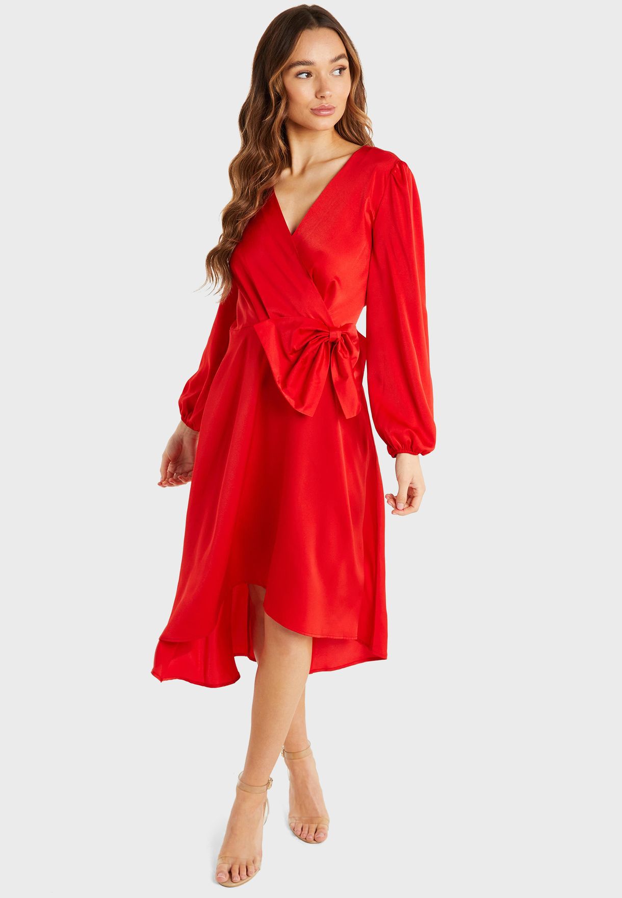 Bow Detail Pleated Dress
