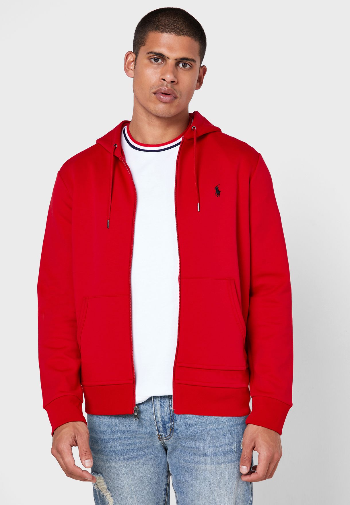 red polo hoodie men