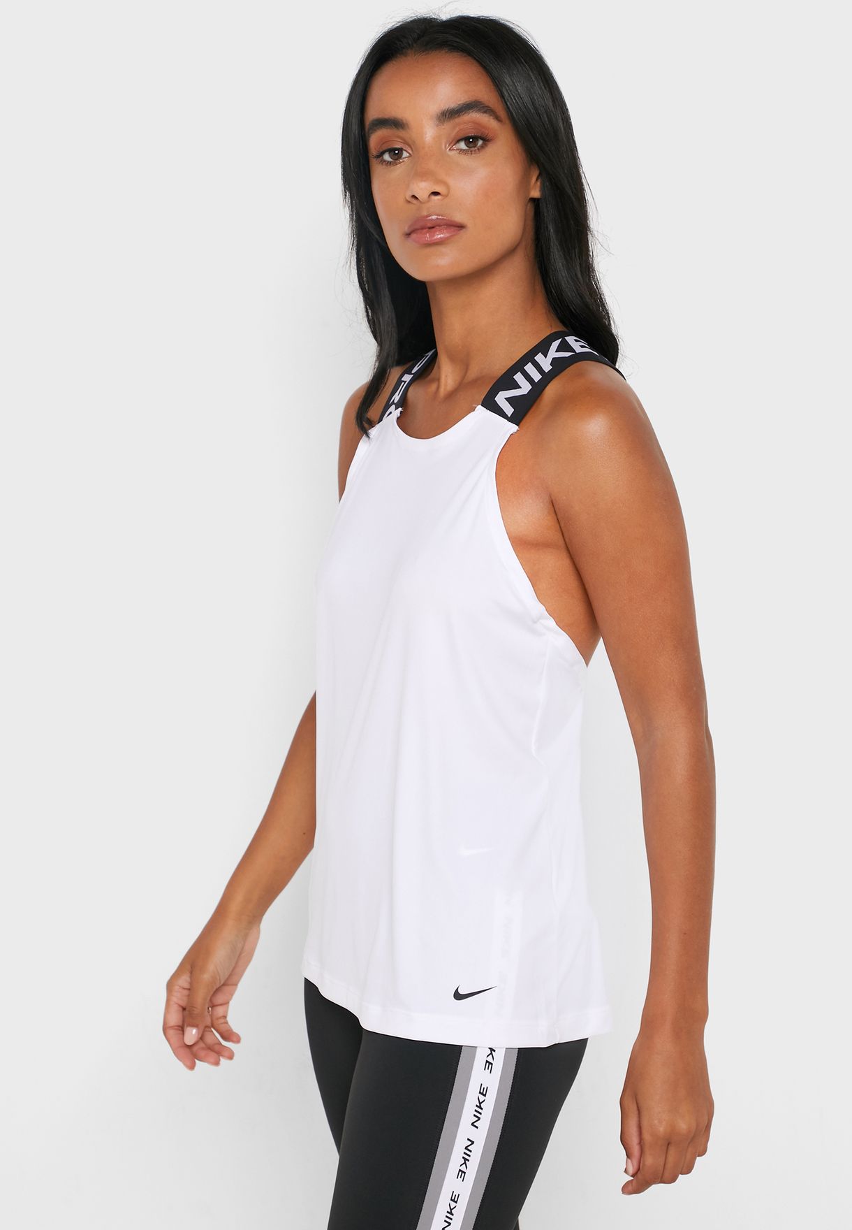 Nike white Essential Pro Elastika Tank 