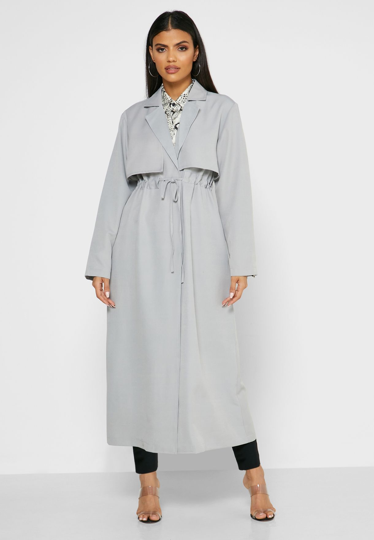 grey longline coat