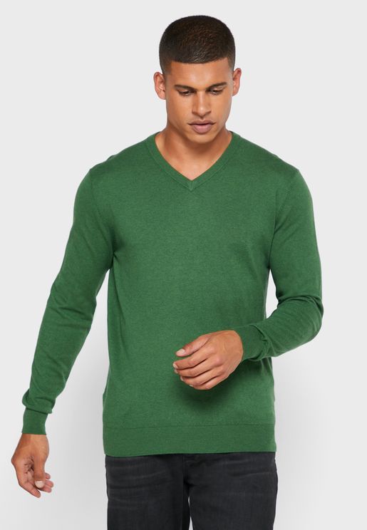 button up crew neck sweater