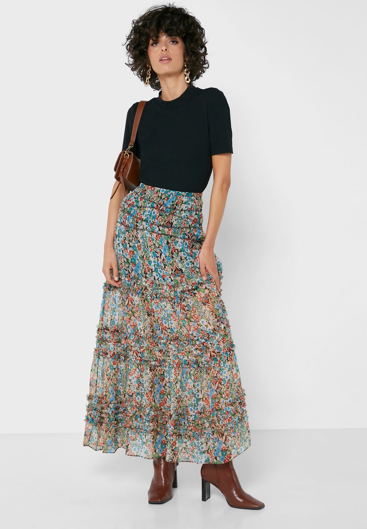 High Waist Printed Skirt