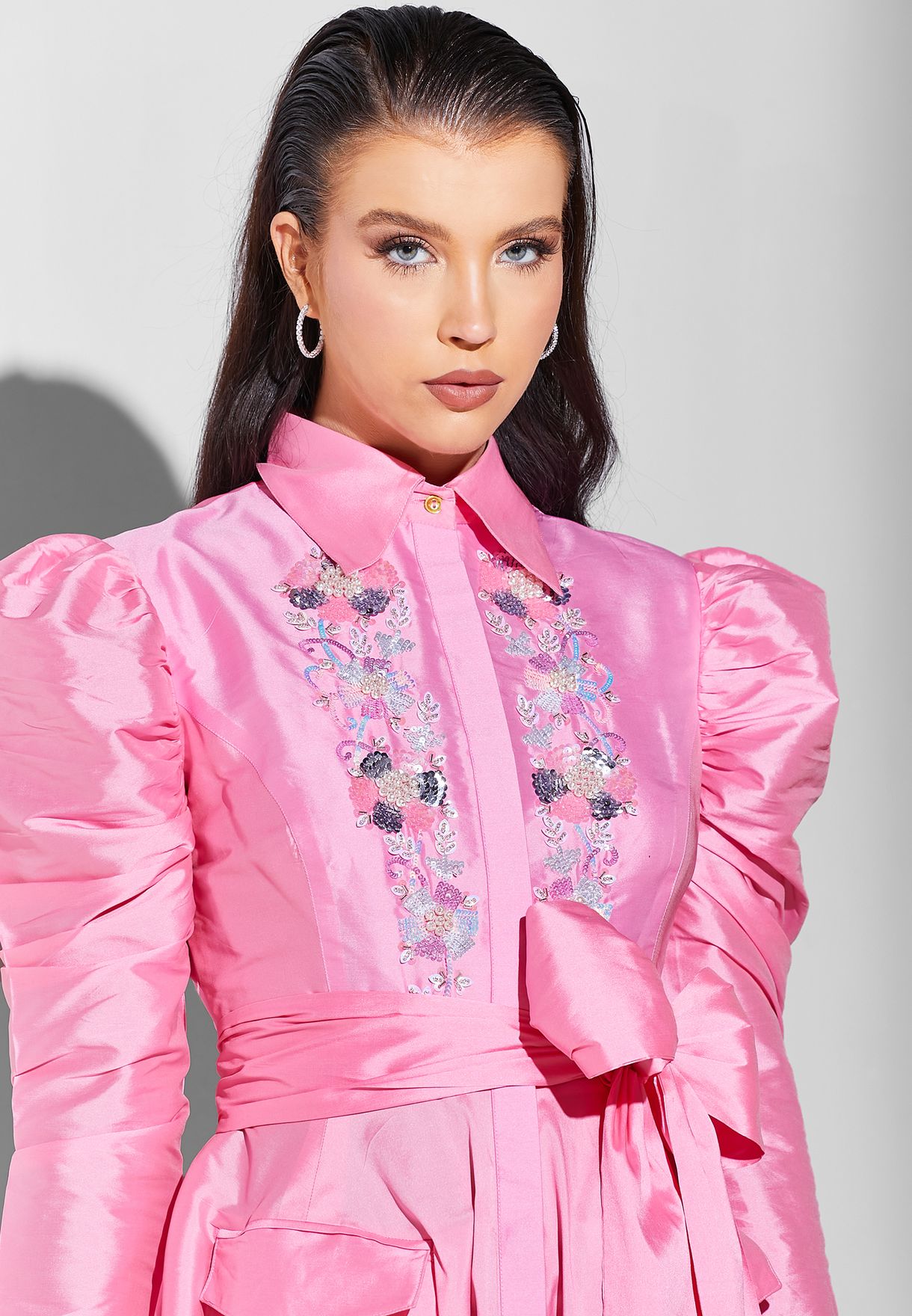 Embroidered Dress With Belt