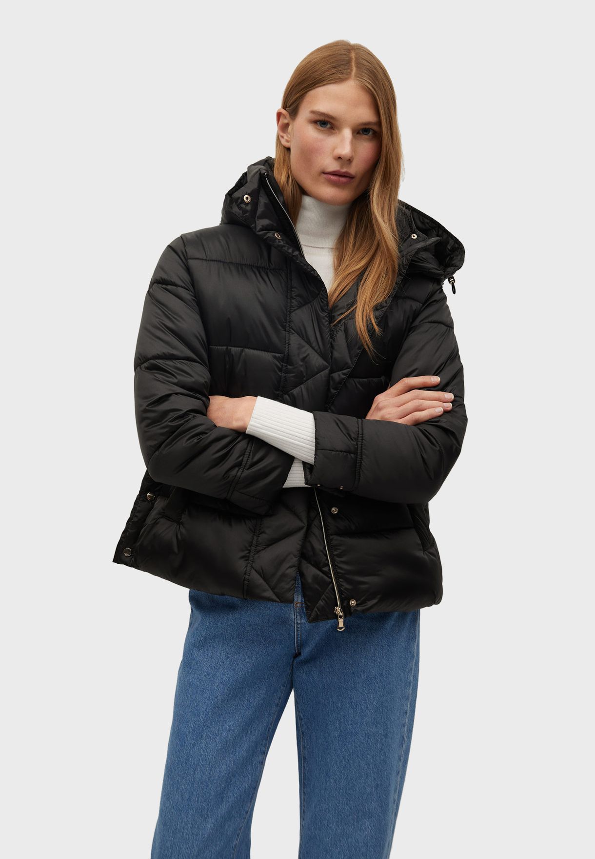 mango black puffer coat