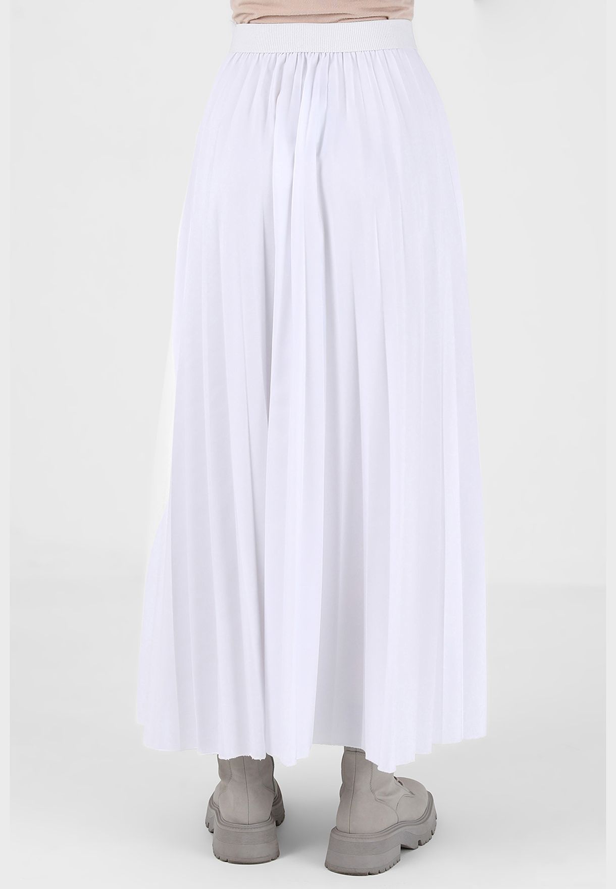 High Waist Plisse Detail Skirt