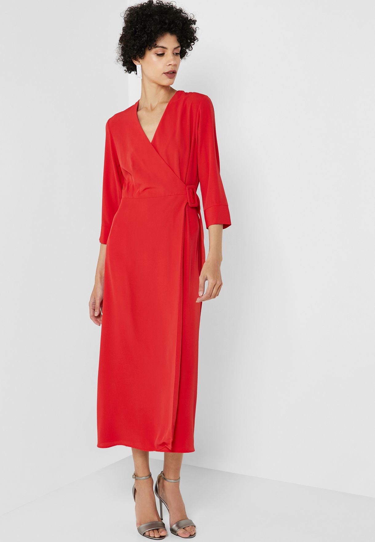 Buy Topshop red Belted Wrap Dress for ...