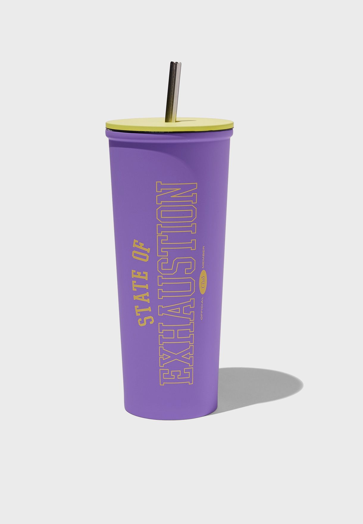Purple State Of Exhaustion Metal Smoothie Cup