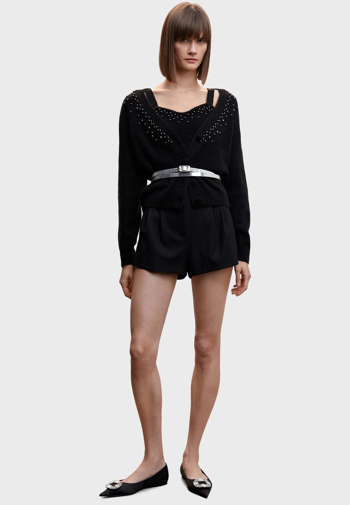 Embellished Belted Cardigan