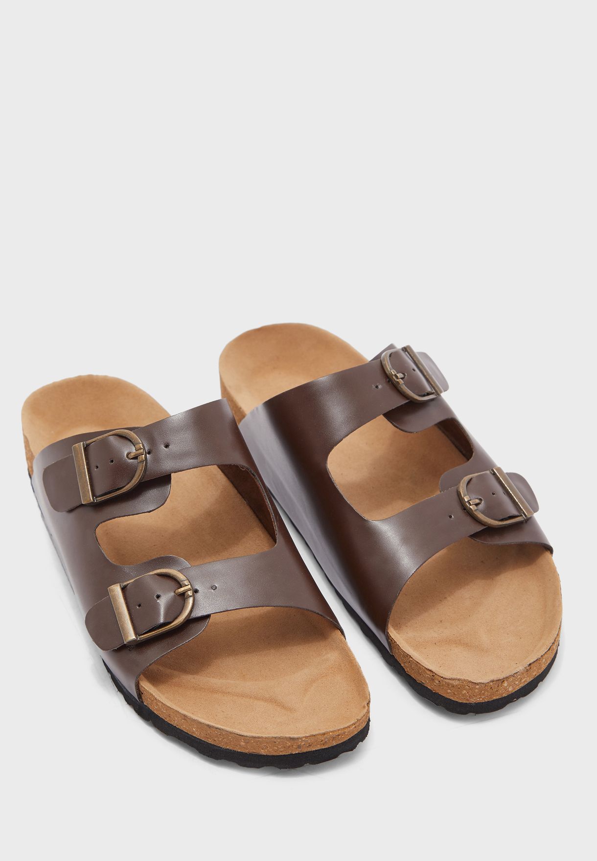 brown slip on sandals