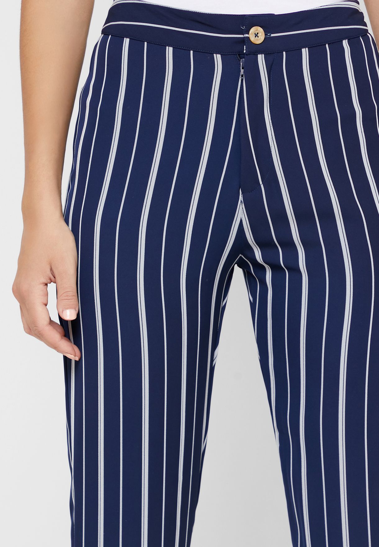 navy striped pants