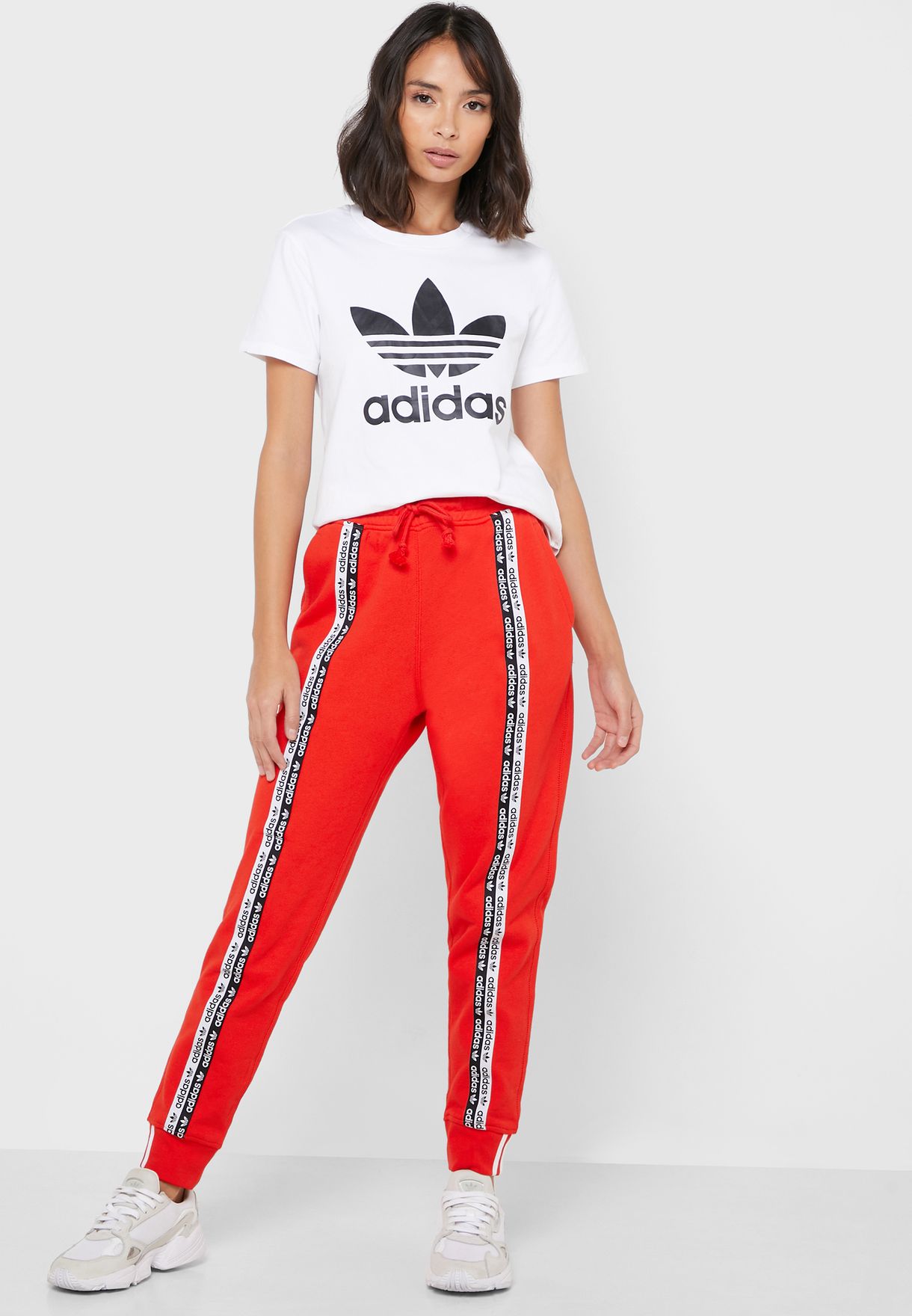 Buy Adidas Originals Red Logo Cuffed Sweatpants For Women In Mena