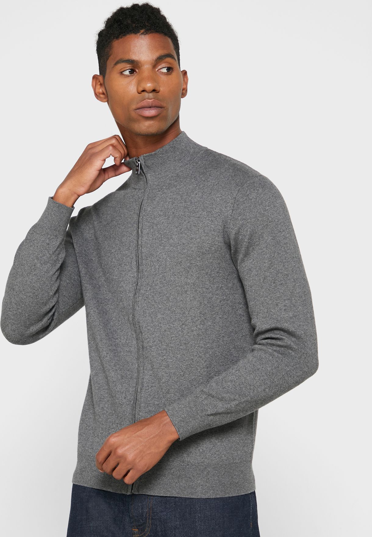 Structured sweater with zipper neck S Men Mango Men Clothing Sweaters Cardigans 