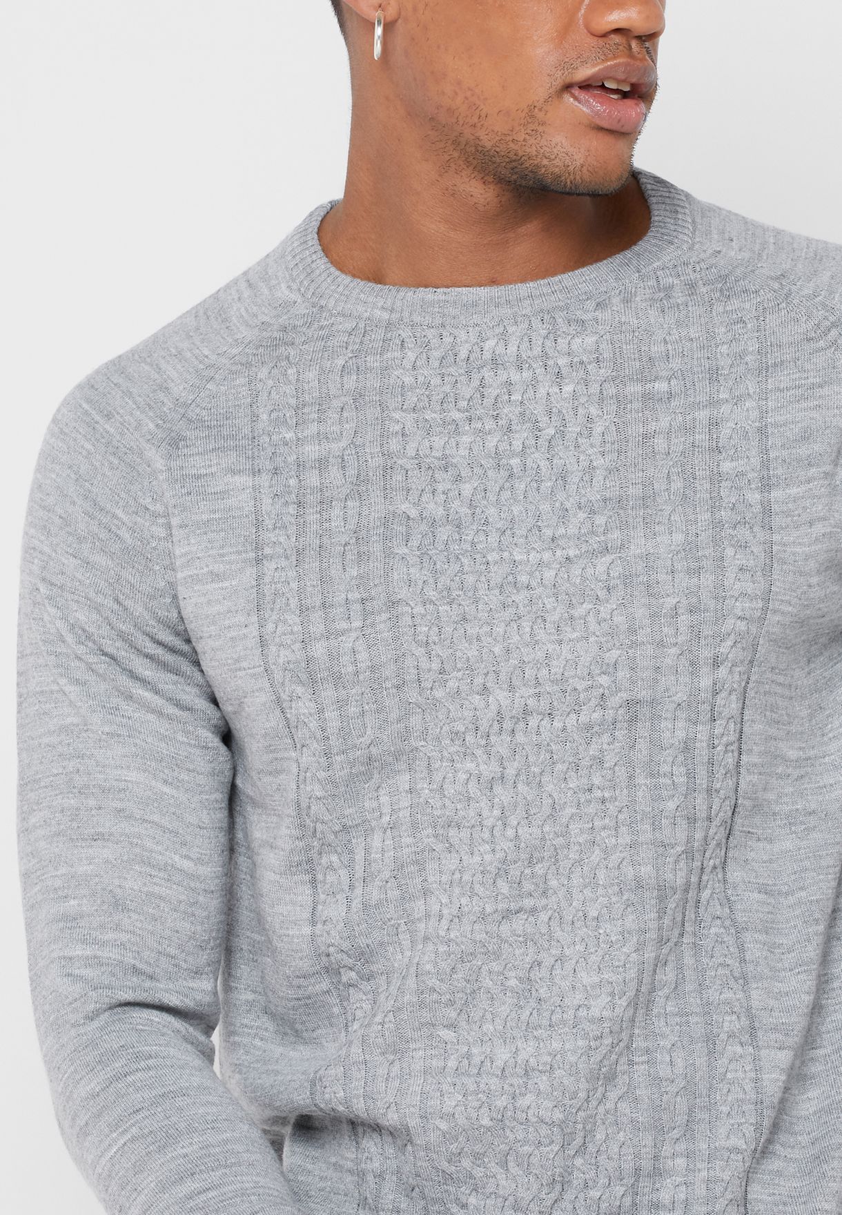 Cable Crew Neck Knit Sweater