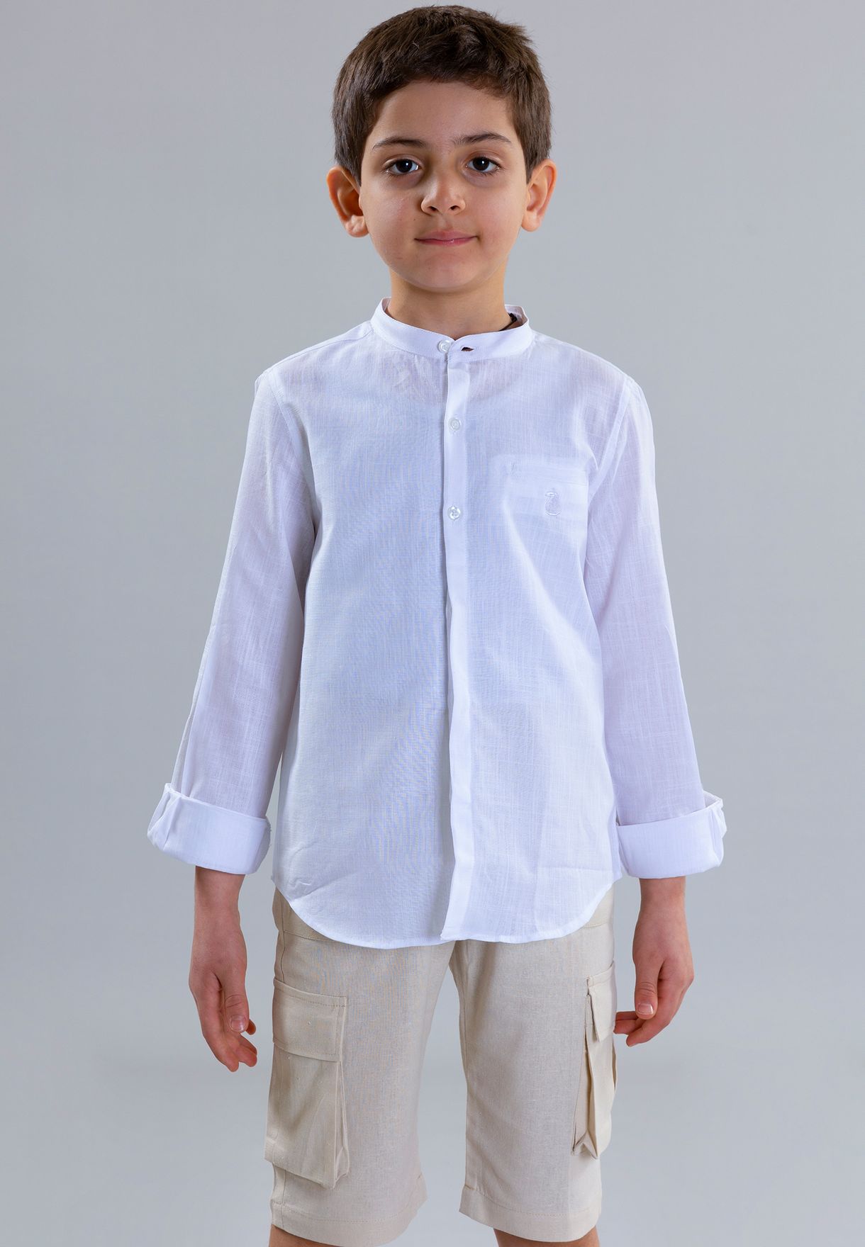 Kids Col Mao Linen Shirt