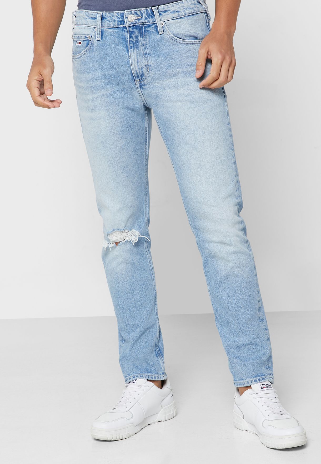 Buy Tommy Jeans blue Distressed Slim Fit Jeans for Men in Riyadh, Jeddah