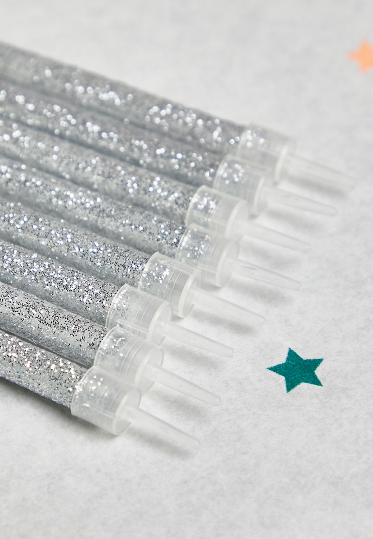 16 Pack Silver Glitter Dipped Candles
