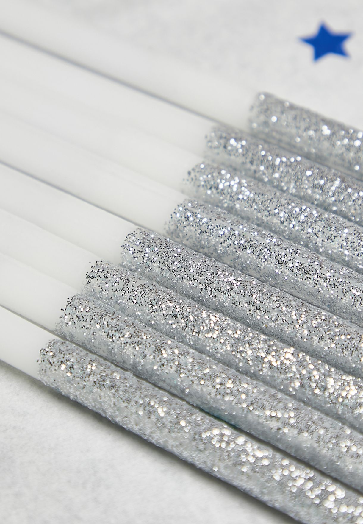 16 Pack Silver Glitter Dipped Candles