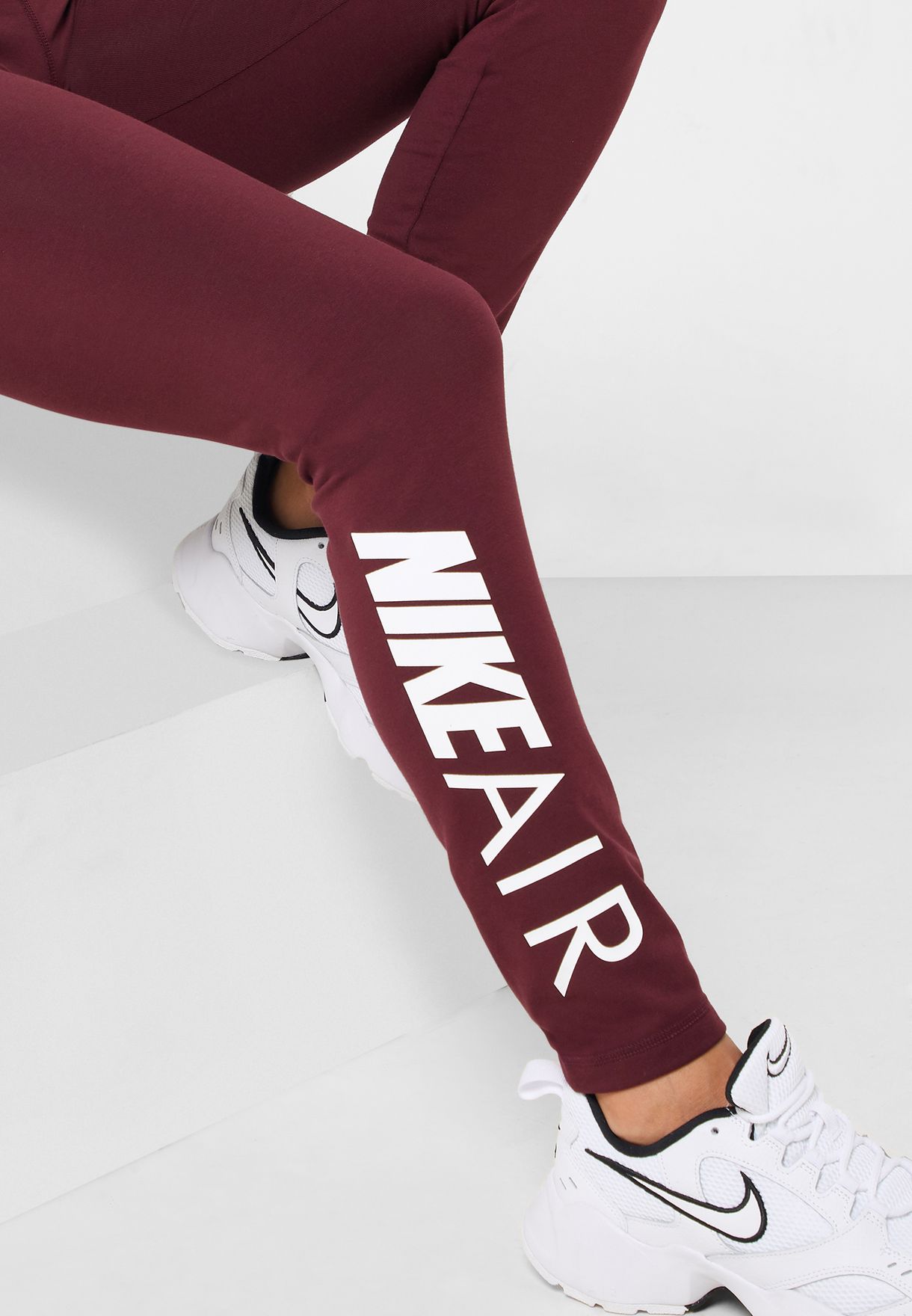 nike air burgundy leggings