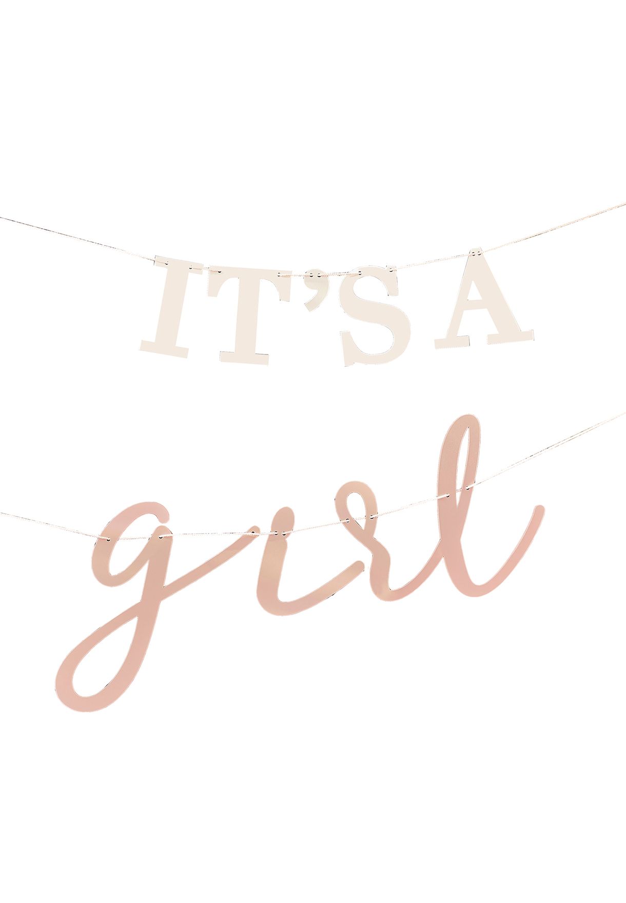 White & Blush It'S A Girl Bunting