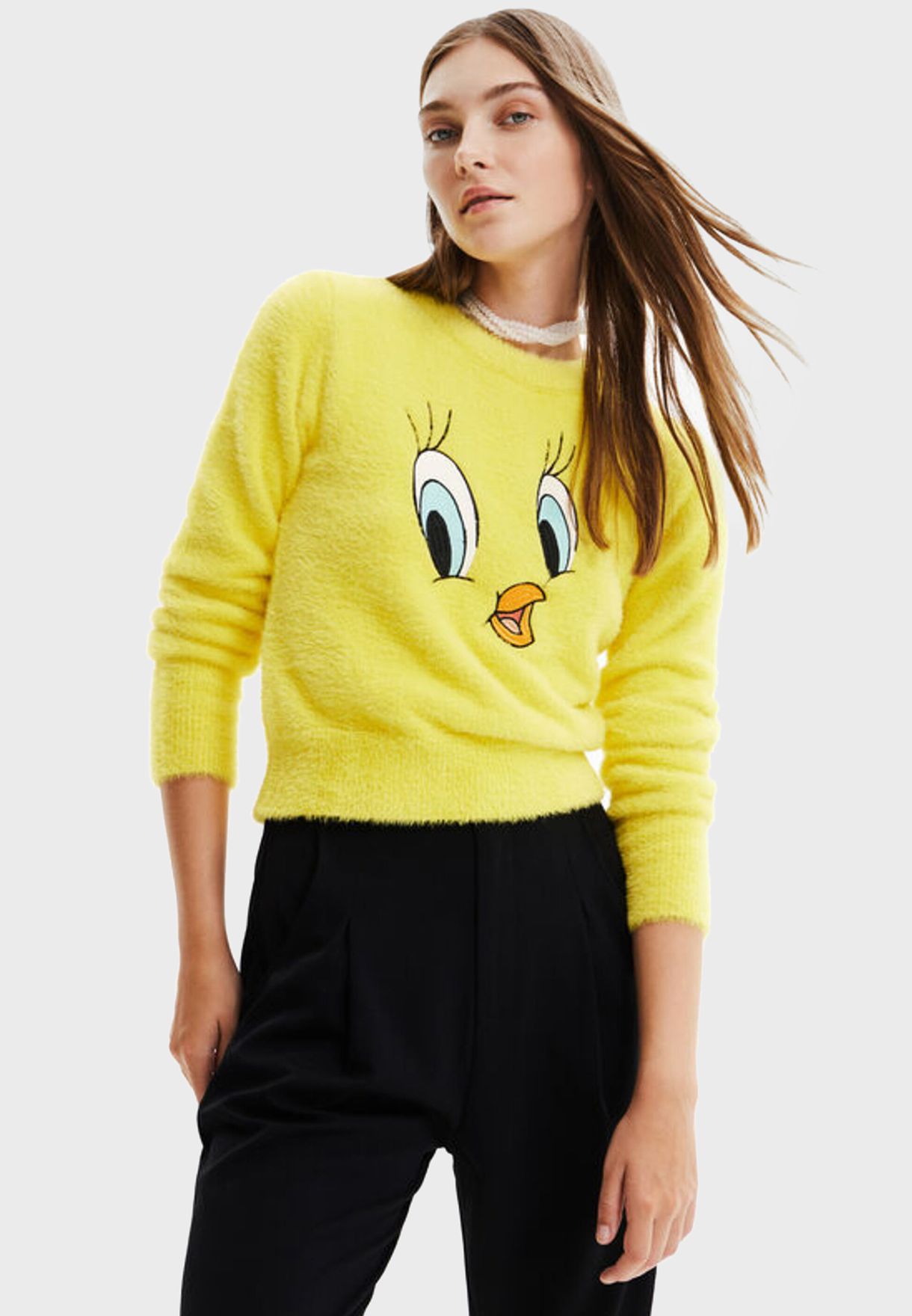 Tweety Print Knitted Sweater