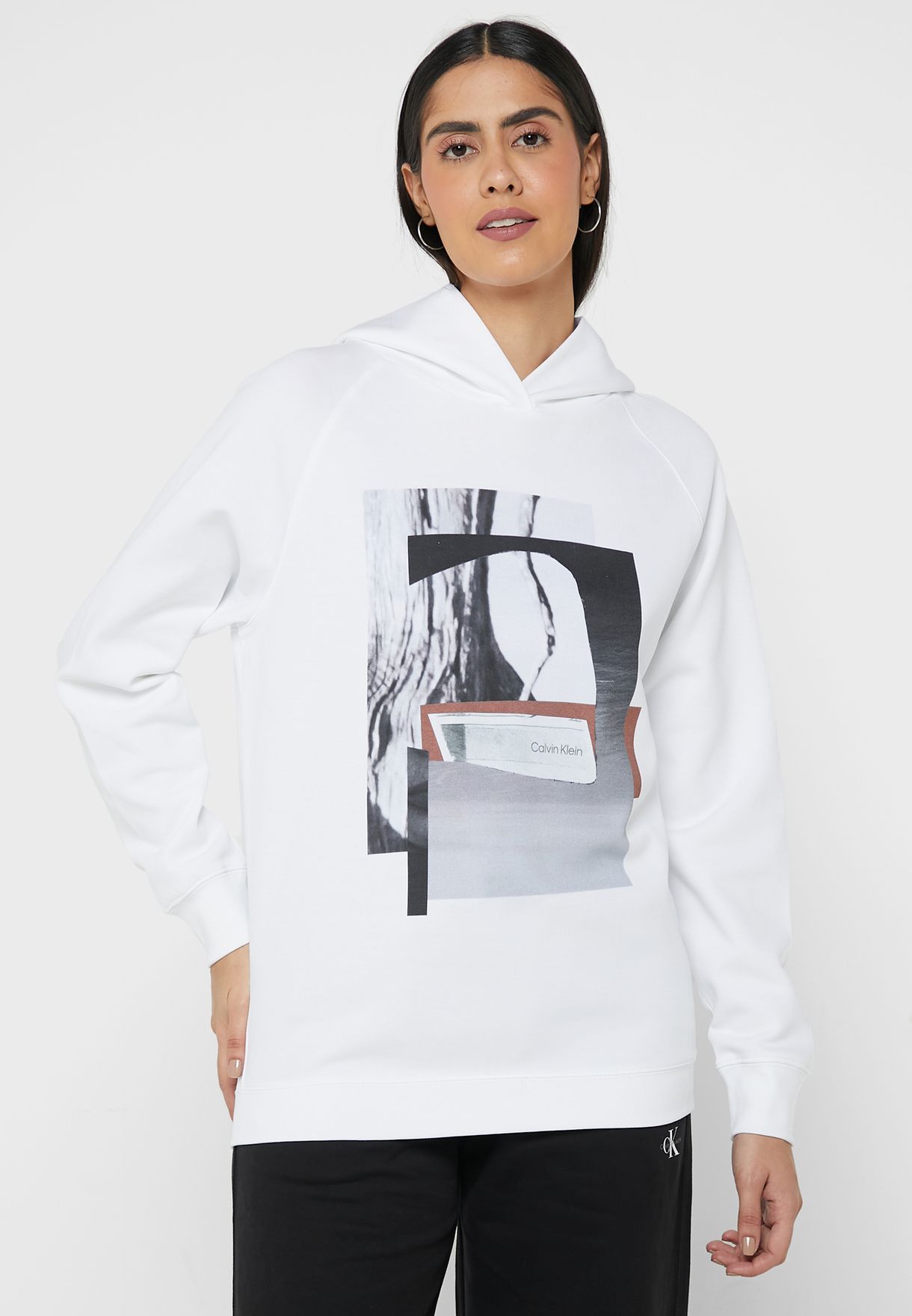 Buy Calvin Klein white Graphic Hoodie for Women in Muscat, Salalah
