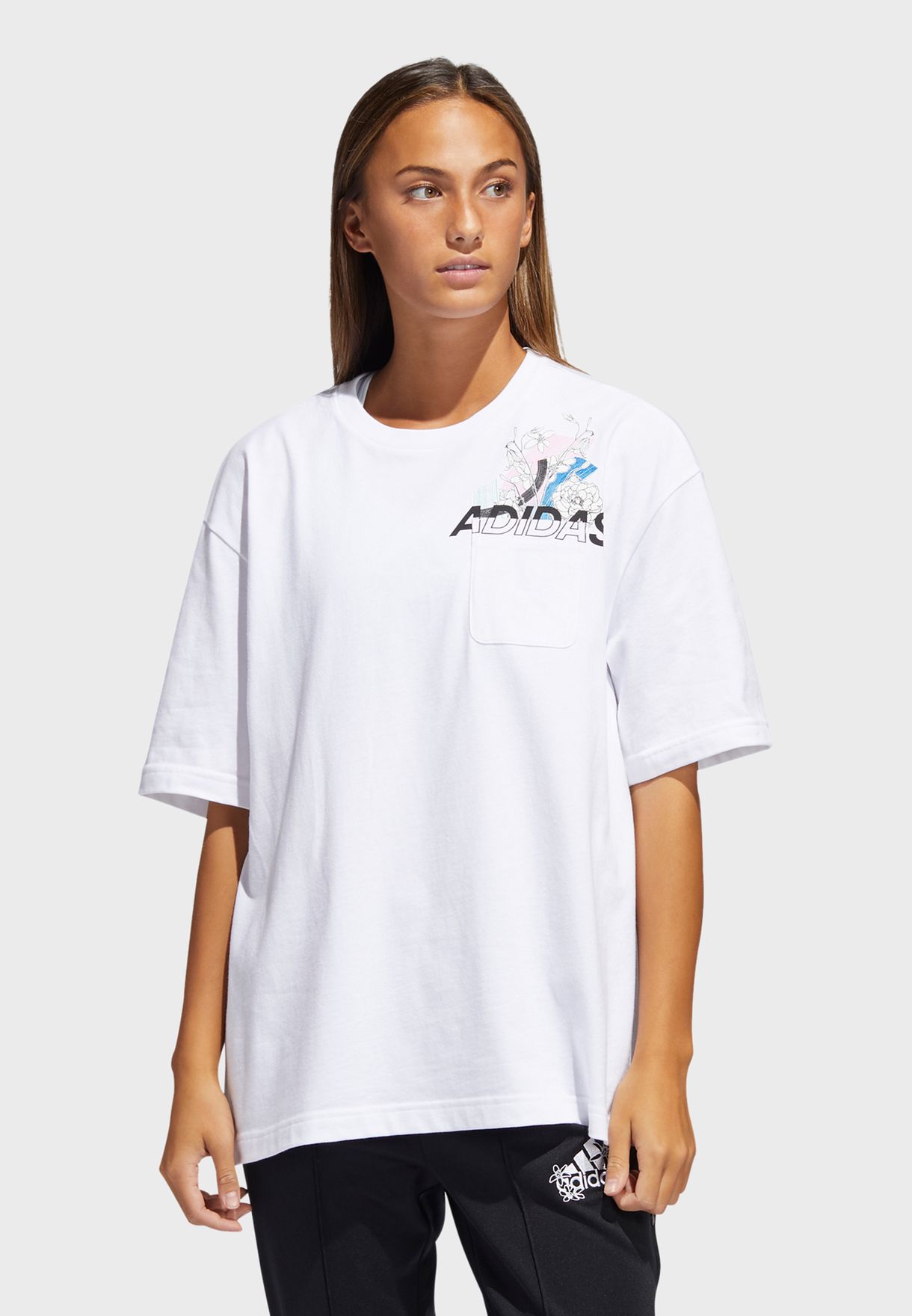 Buy adidas white Nini Graphic Pocket T-Shirt for Women in MENA, Worldwide