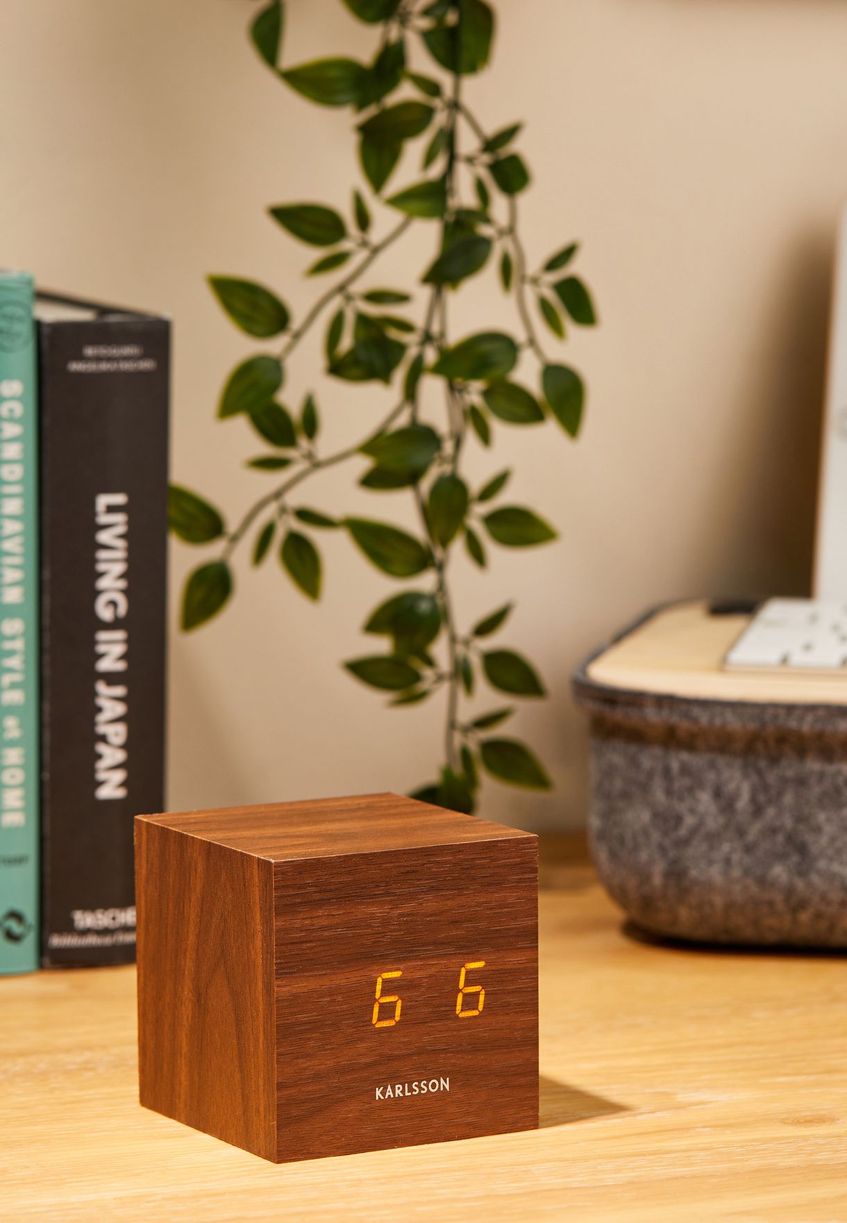 Wood Veneer Cube Alarm Clock