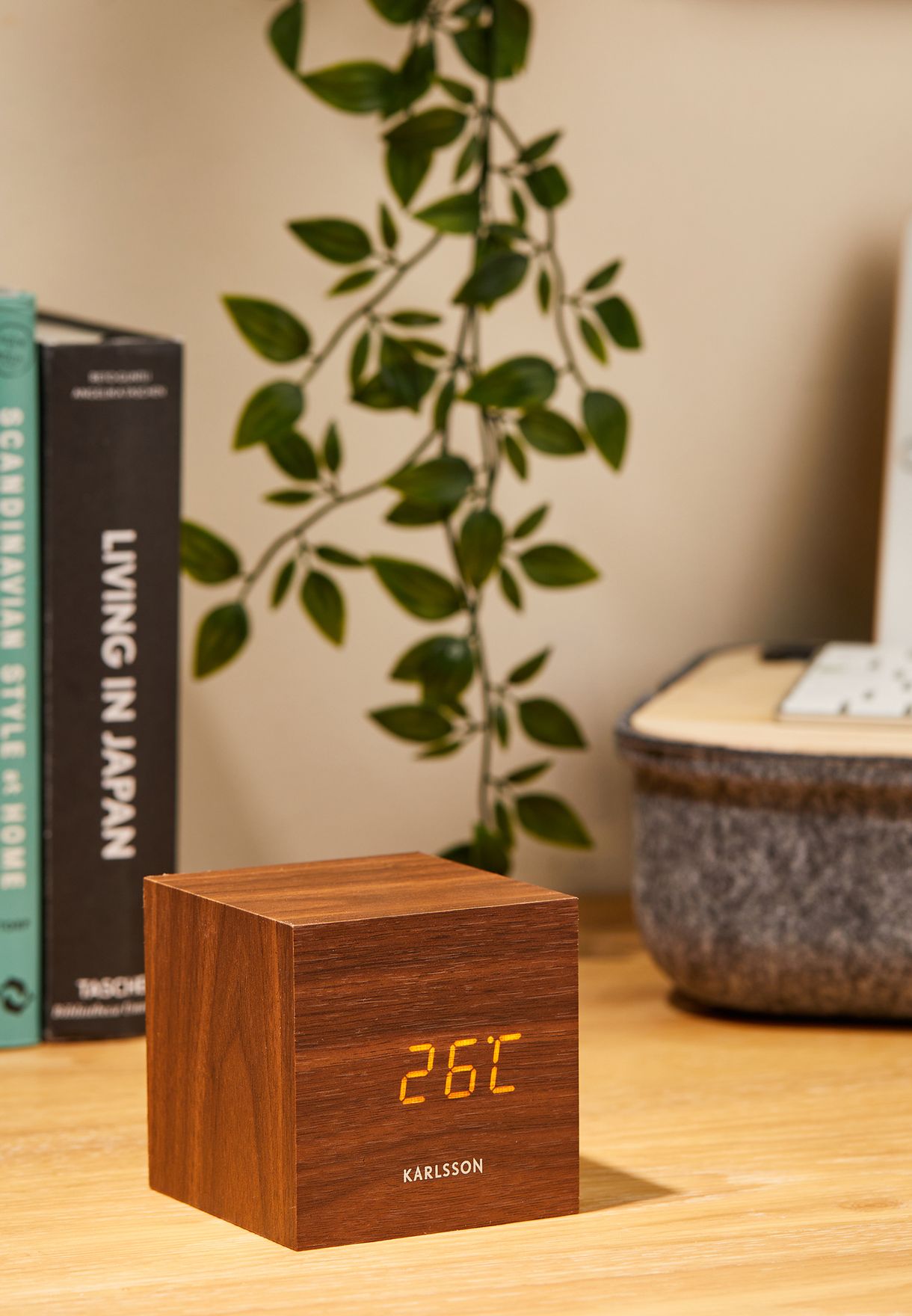 Wood Veneer Cube Alarm Clock