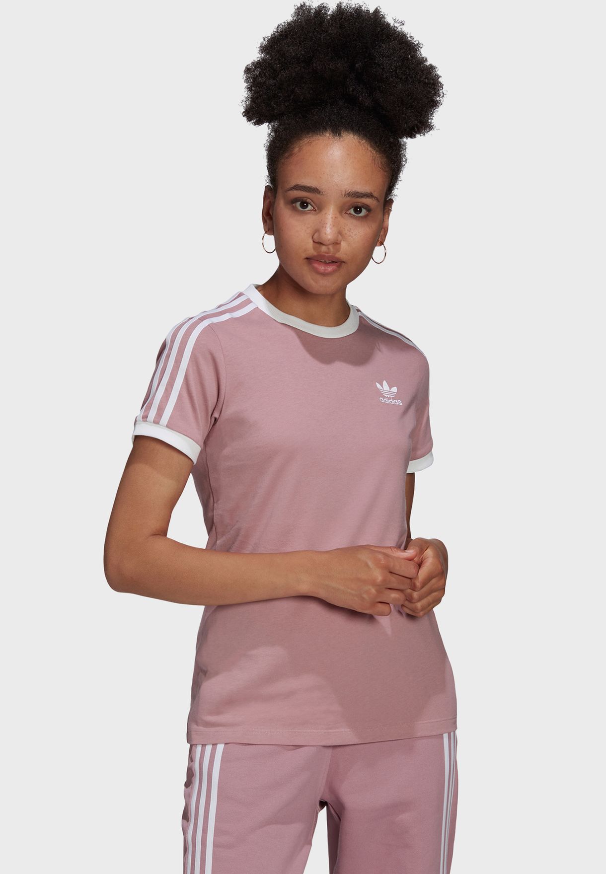 adidas pink stripe shirt