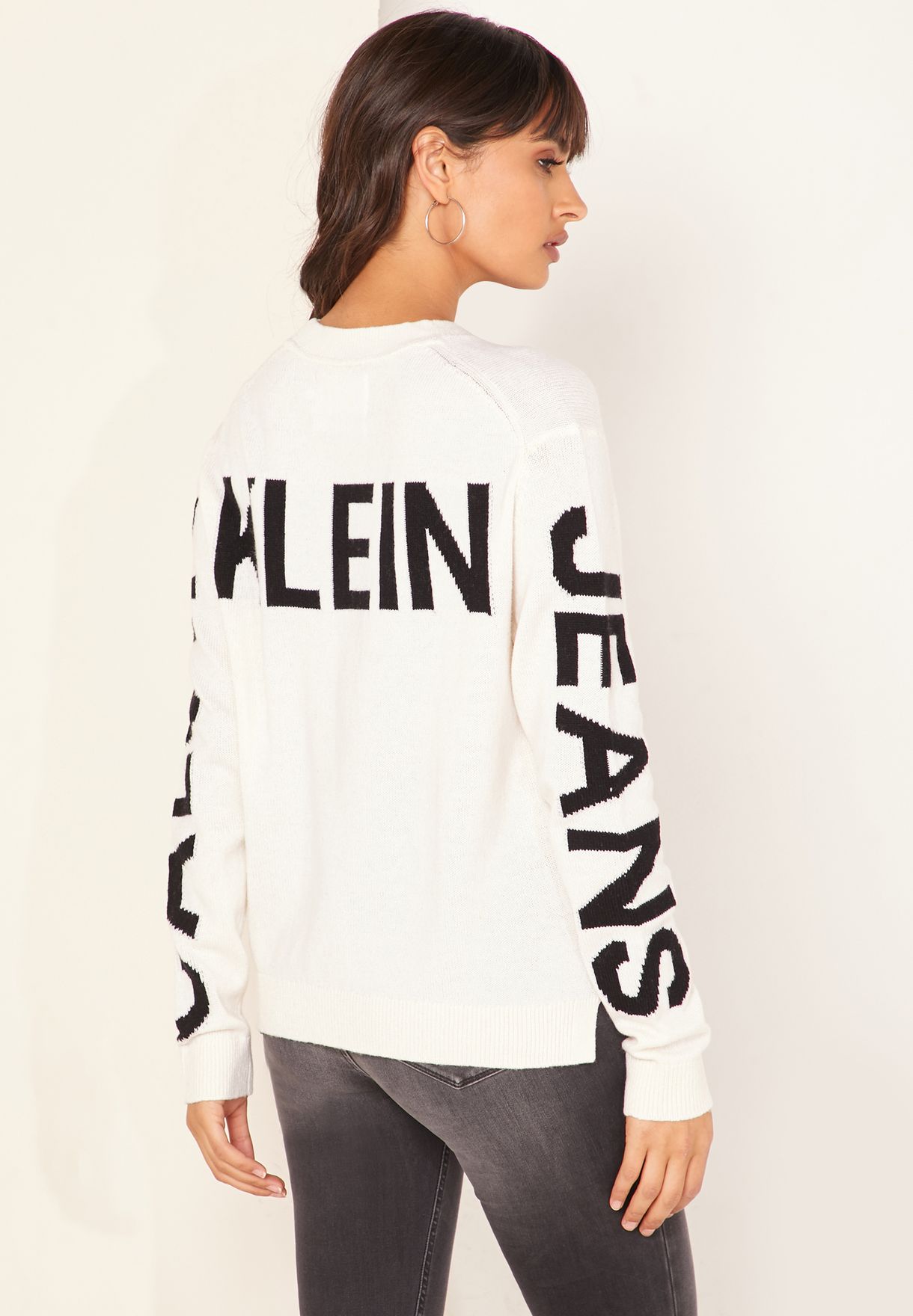 Buy Calvin Klein Jeans white Colorblock Logo Sweater for Women in MENA,  Worldwide