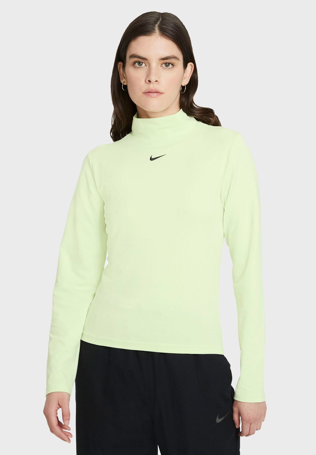 nike nsw essential mock neck long sleeve tee