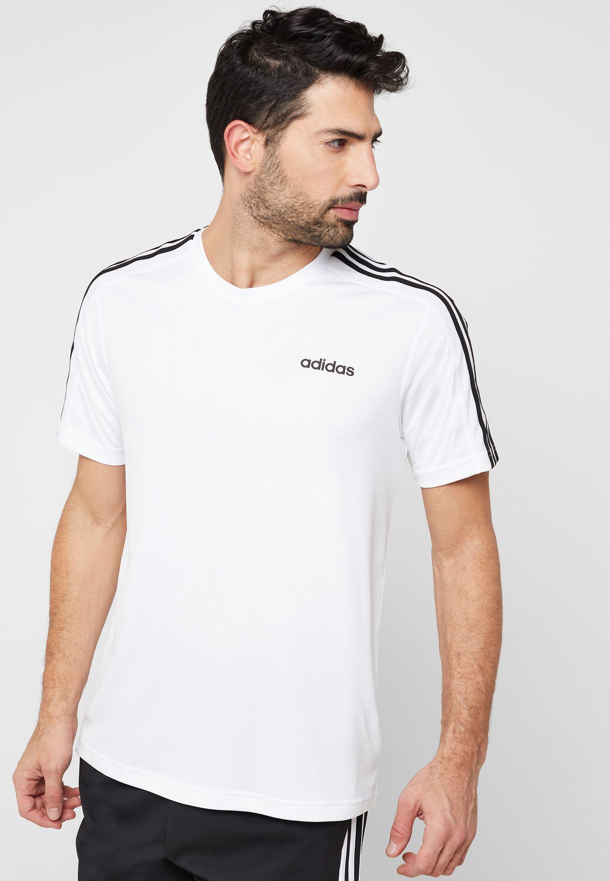 Buy adidas white D2M 3 Stripe T-Shirt for Men in MENA, Worldwide | DU1242