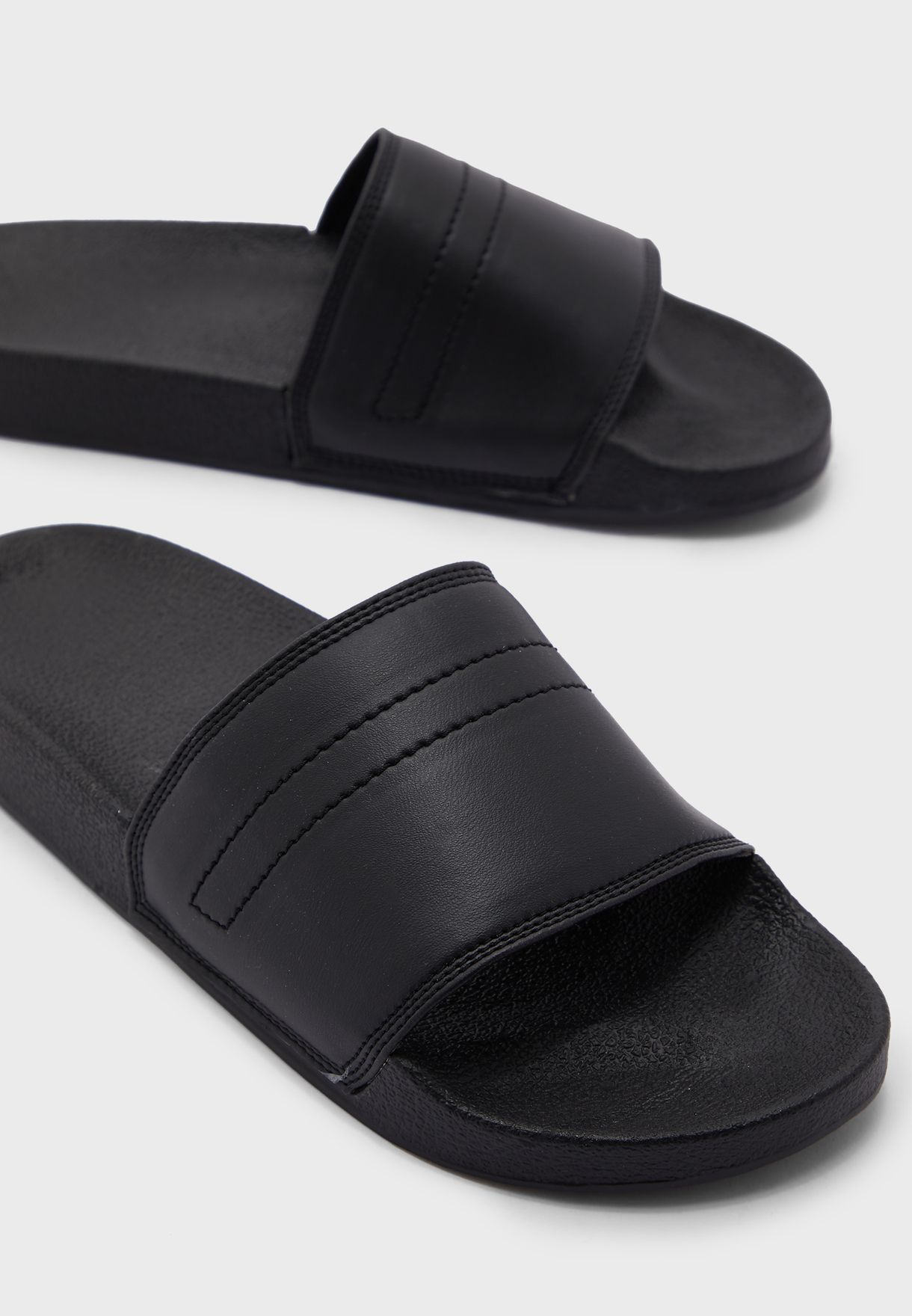 black plain sandals